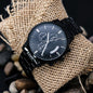 Personalize gift that can withstand constant use, Engraved Black Chronograph Watch.