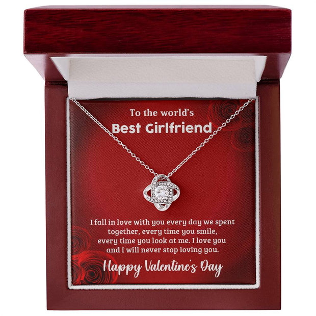 To The World's Best Girlfriend - Valentine's Day Gift - Love Knot Necklace