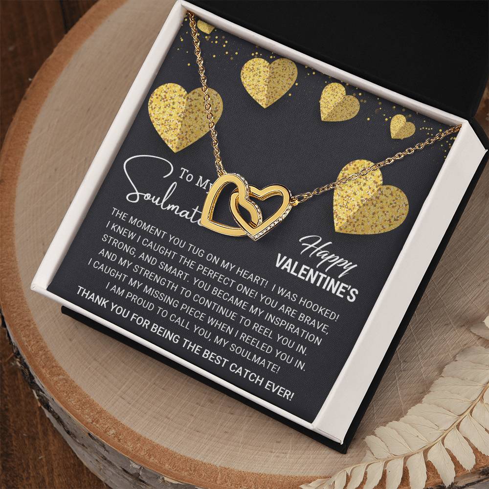 To My Soulmate - Valentine's Day Gift - Interlocking Hearts Necklace