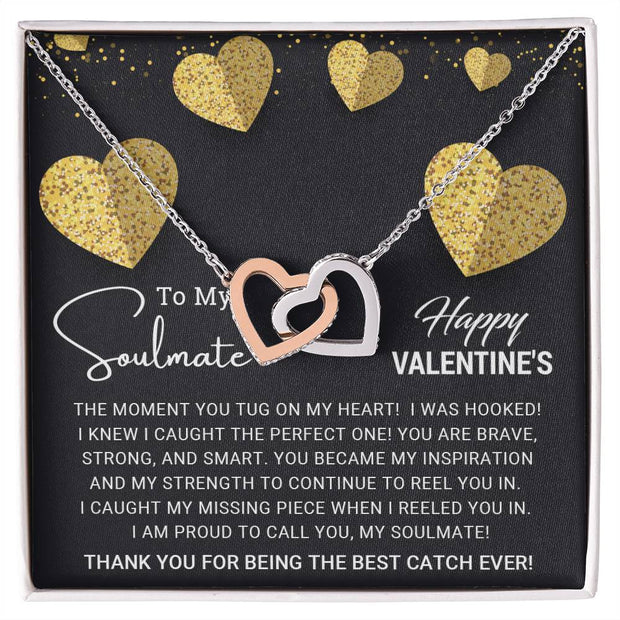 To My Soulmate - Valentine's Day Gift - Interlocking Hearts Necklace