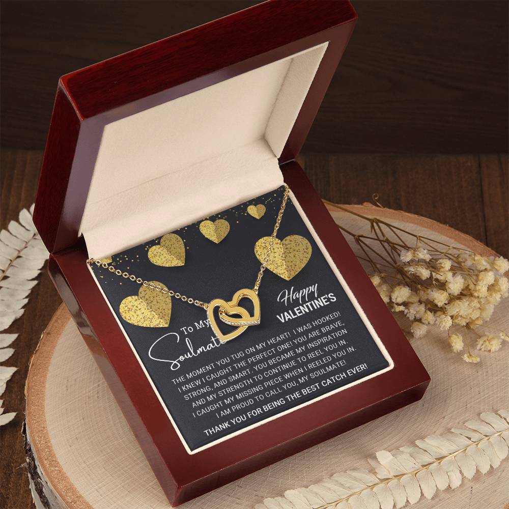 To My Soulmate - Valentine's Day Gift - Interlocking Hearts Necklace