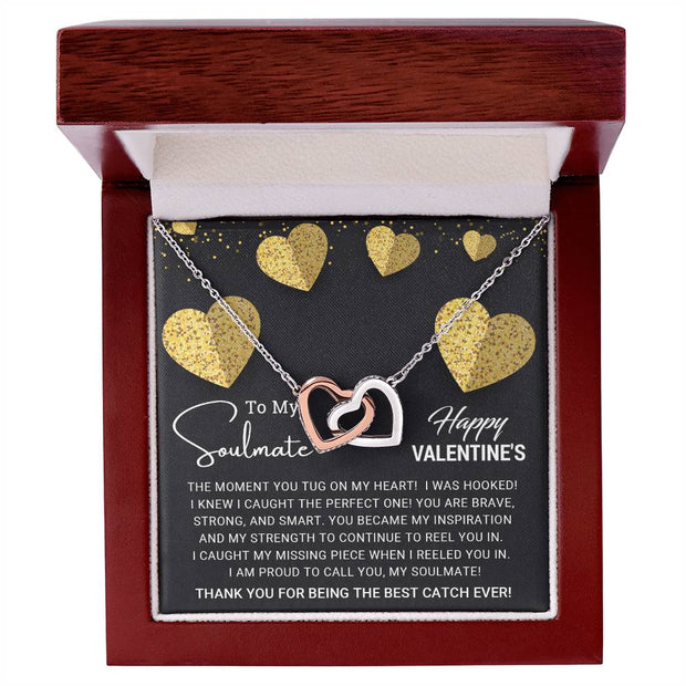 To My Soulmate - Valentine's Day Gift - Interlocking Hearts Necklace