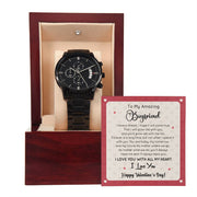 To My Boyfriend - Valentine's Day Gift - Black Chronograph Watch