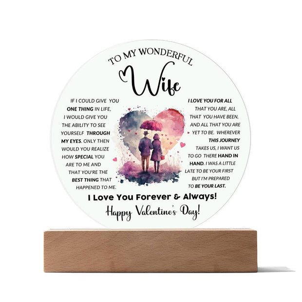To My Wife - Valentine's Day Gift - Acrylic Circle Plaque