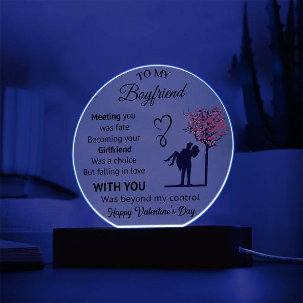 To My Boyfriend - Valentine's Day Gift - Acrylic Circle Plaque
