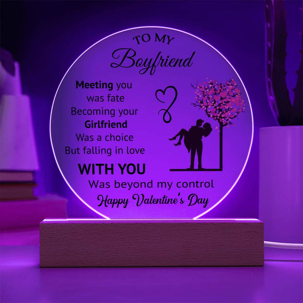 To My Boyfriend - Valentine's Day Gift - Acrylic Circle Plaque
