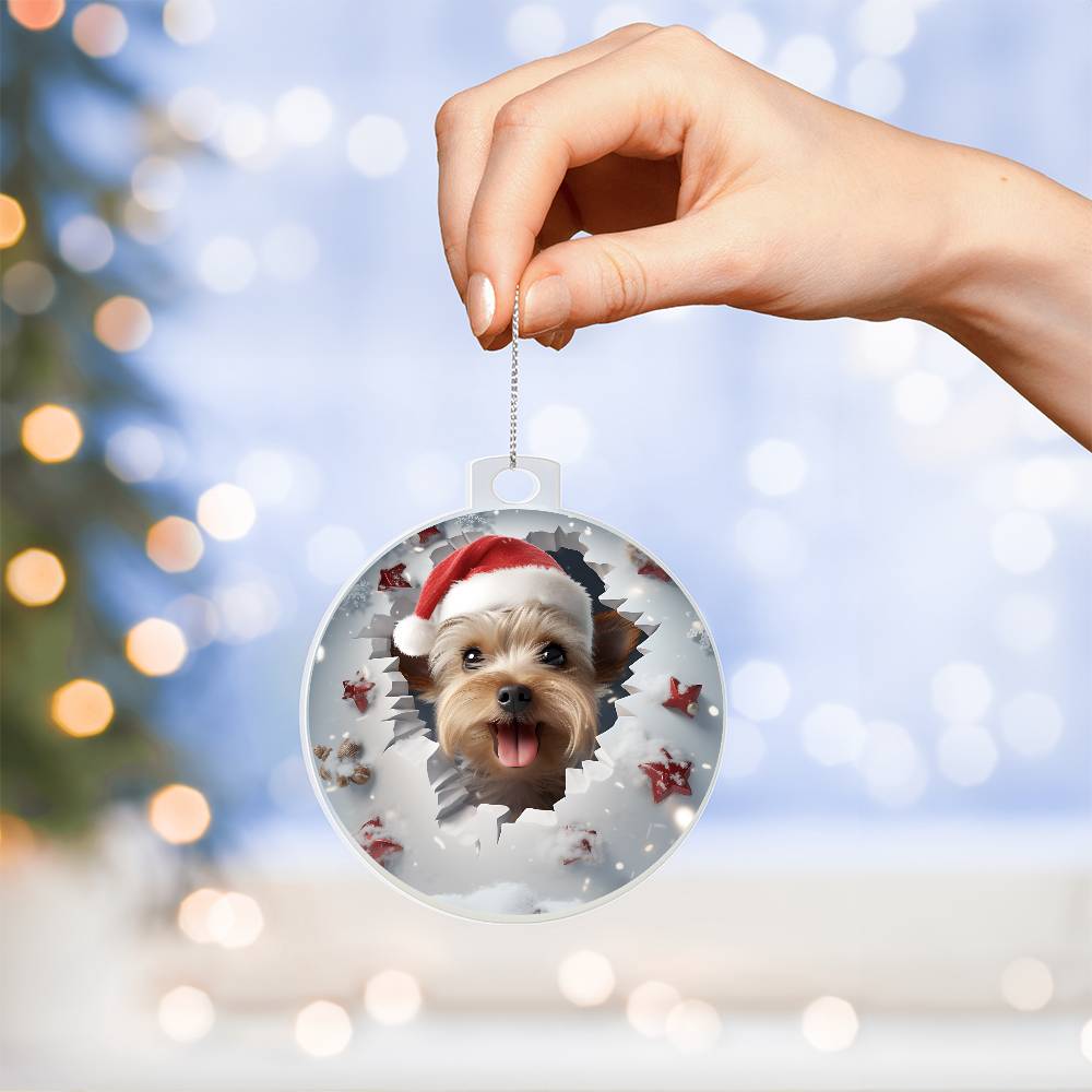 3D Dog christmas Acrylic Ornament