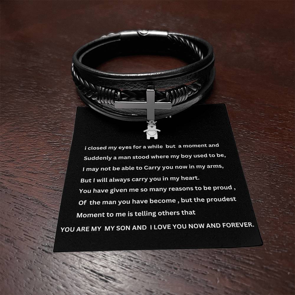 To My Son Men's Cross Bracelet