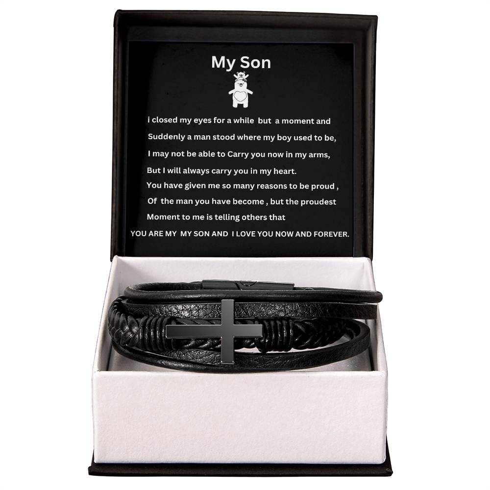 To My Son Men's Cross Bracelet
