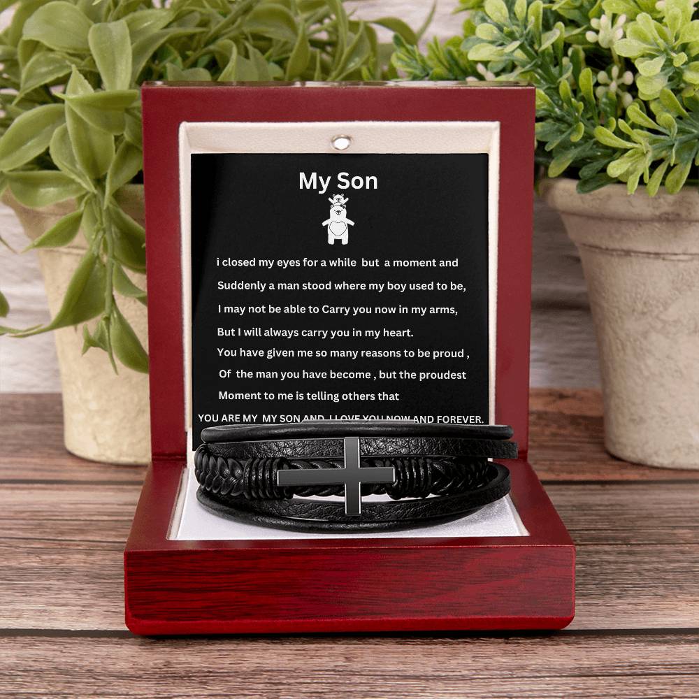 To My Son Men's Cross Bracelet
