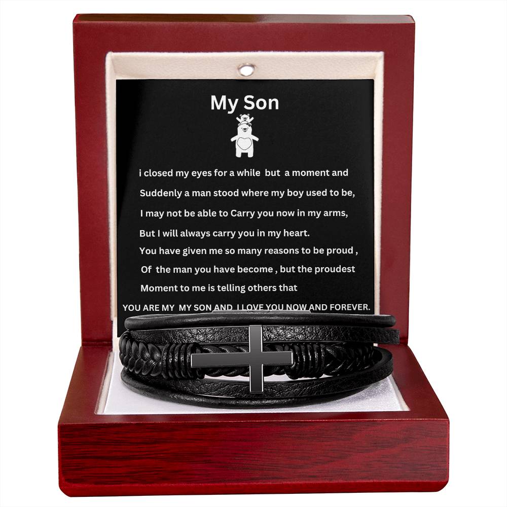 To My Son Men's Cross Bracelet