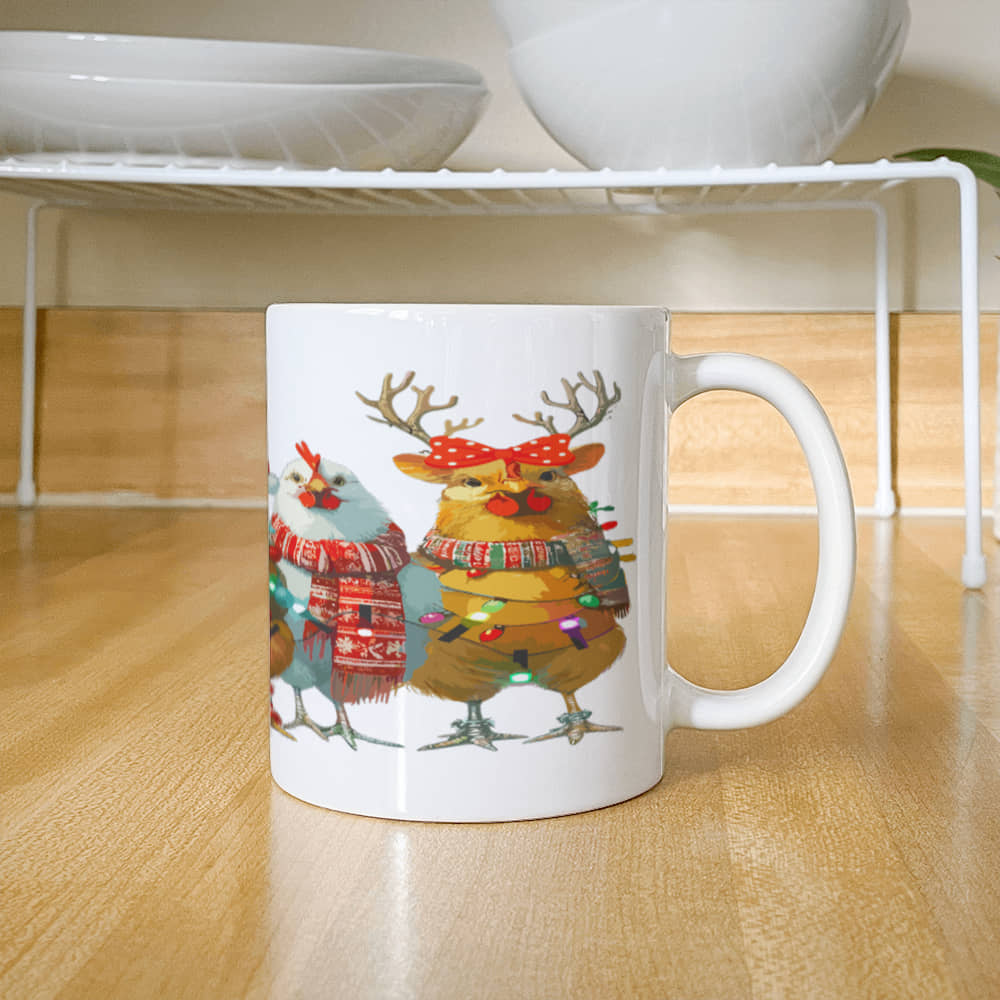 Christmas Chicken Ceramic Mug