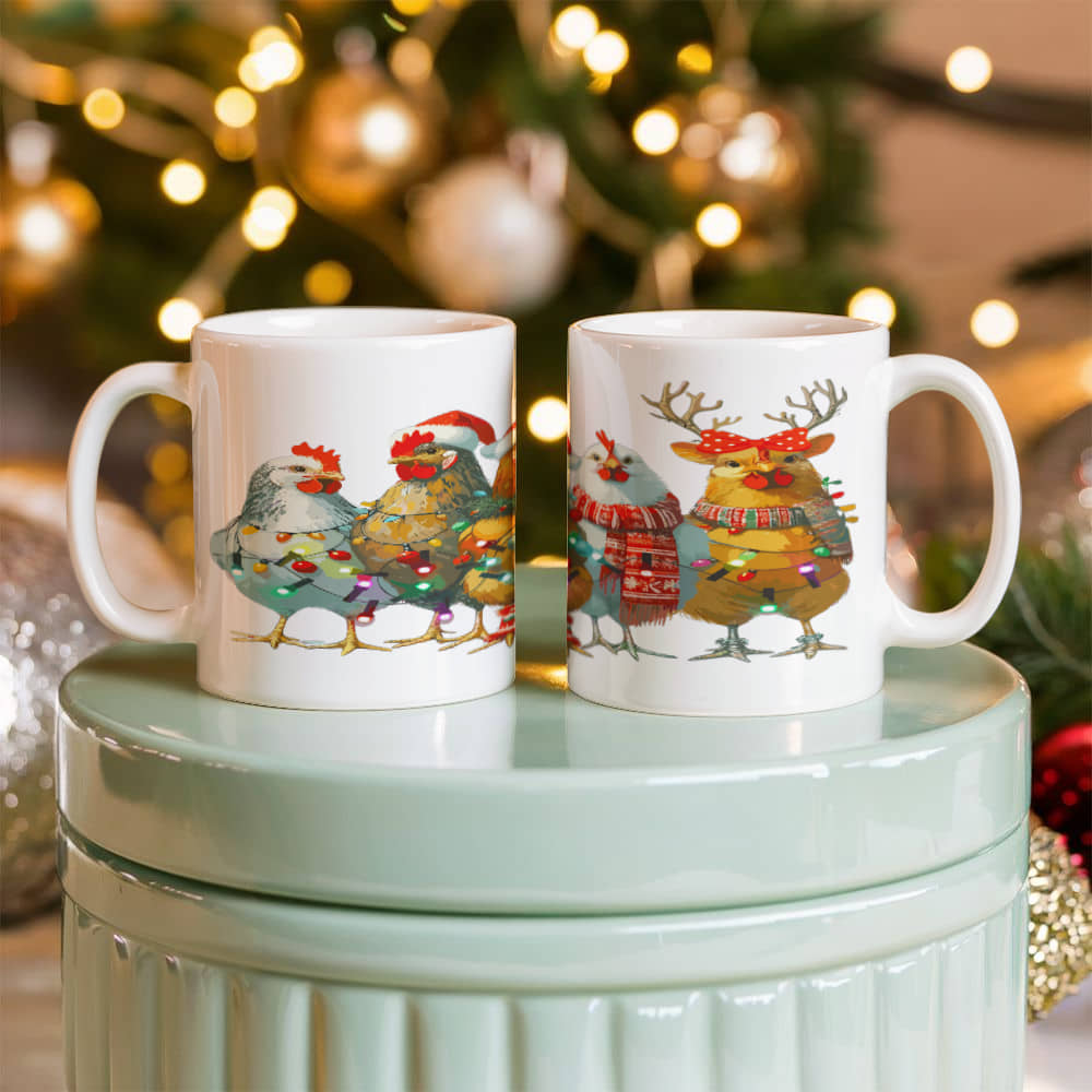 Christmas Chicken Ceramic Mug