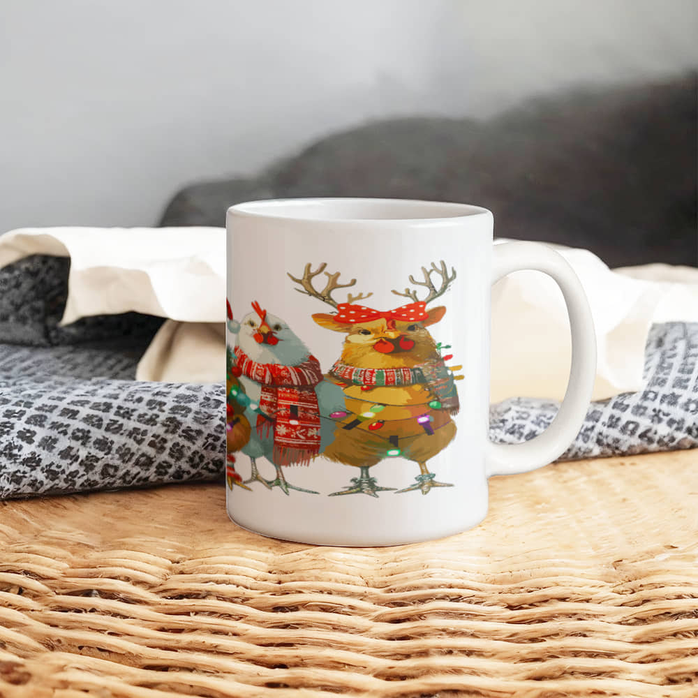 Christmas Chicken Ceramic Mug