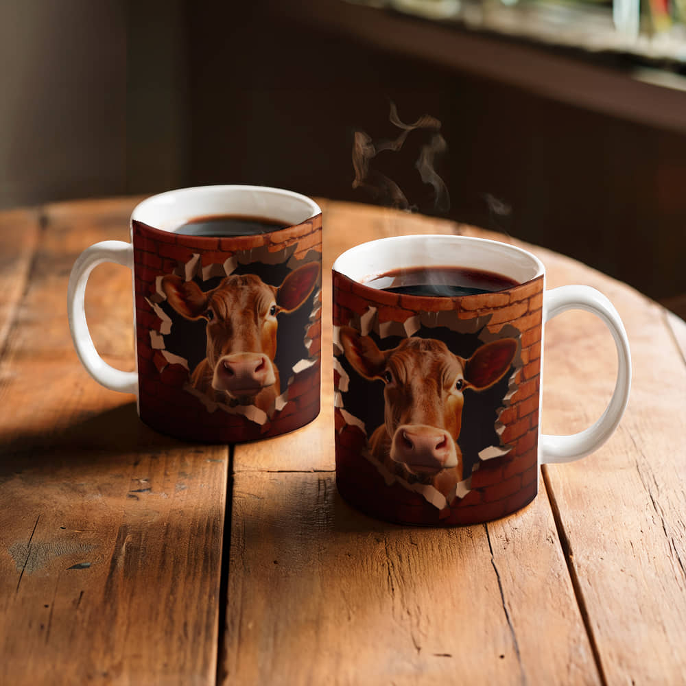 Brick Walls Funny Cow Ceramic Mug