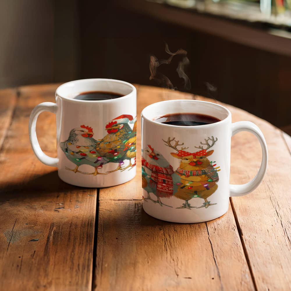 Christmas Chicken Ceramic Mug