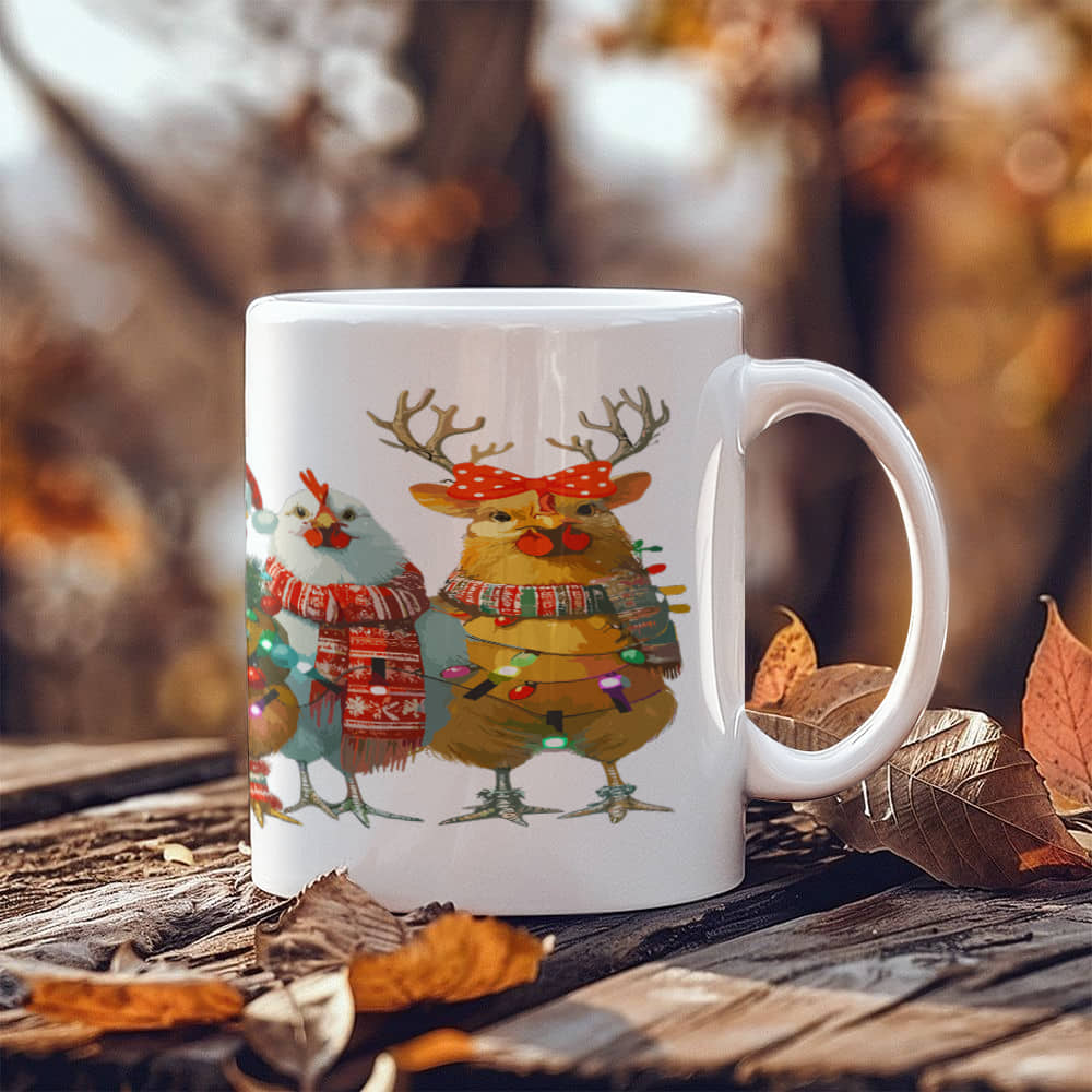 Christmas Chicken Ceramic Mug