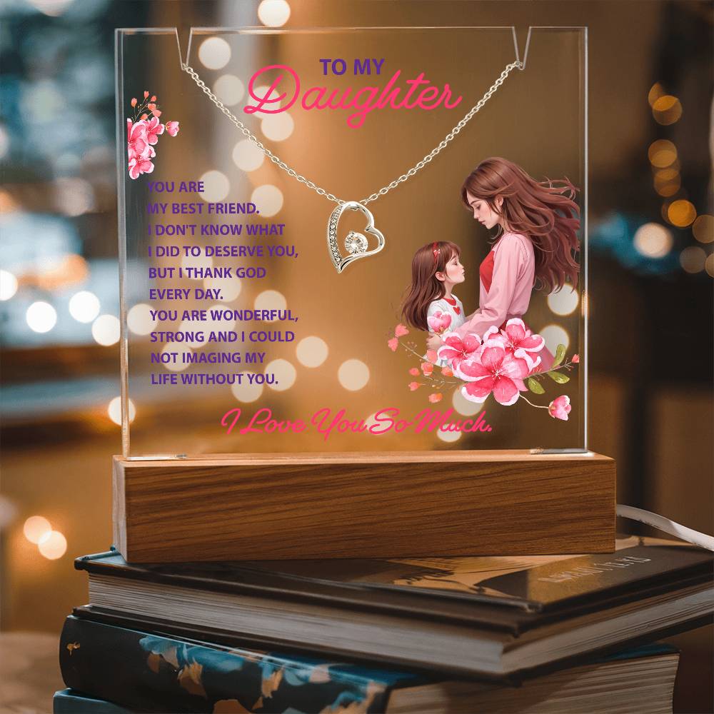 To My Daughter Keepsake Acrylic & Forever Love Necklace