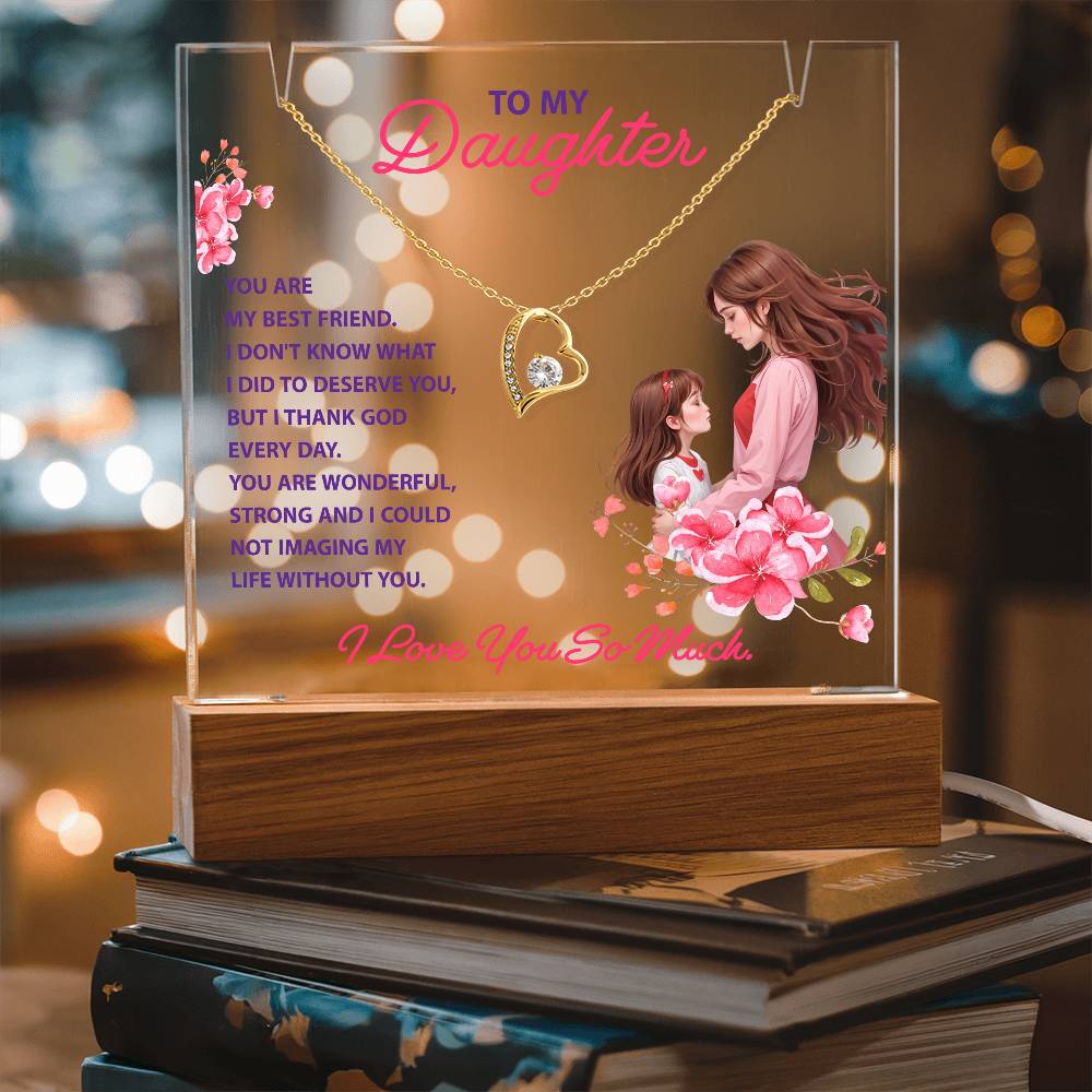 To My Daughter Keepsake Acrylic & Forever Love Necklace