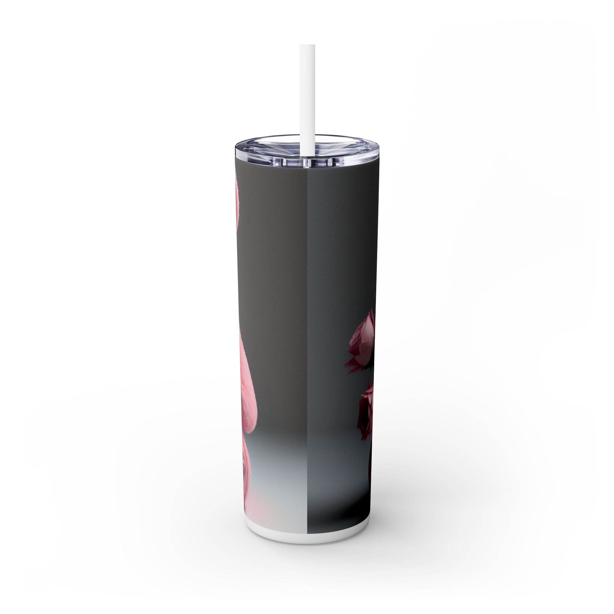 Tumbler with Straw - Valentine's Day Teddy Bears Design