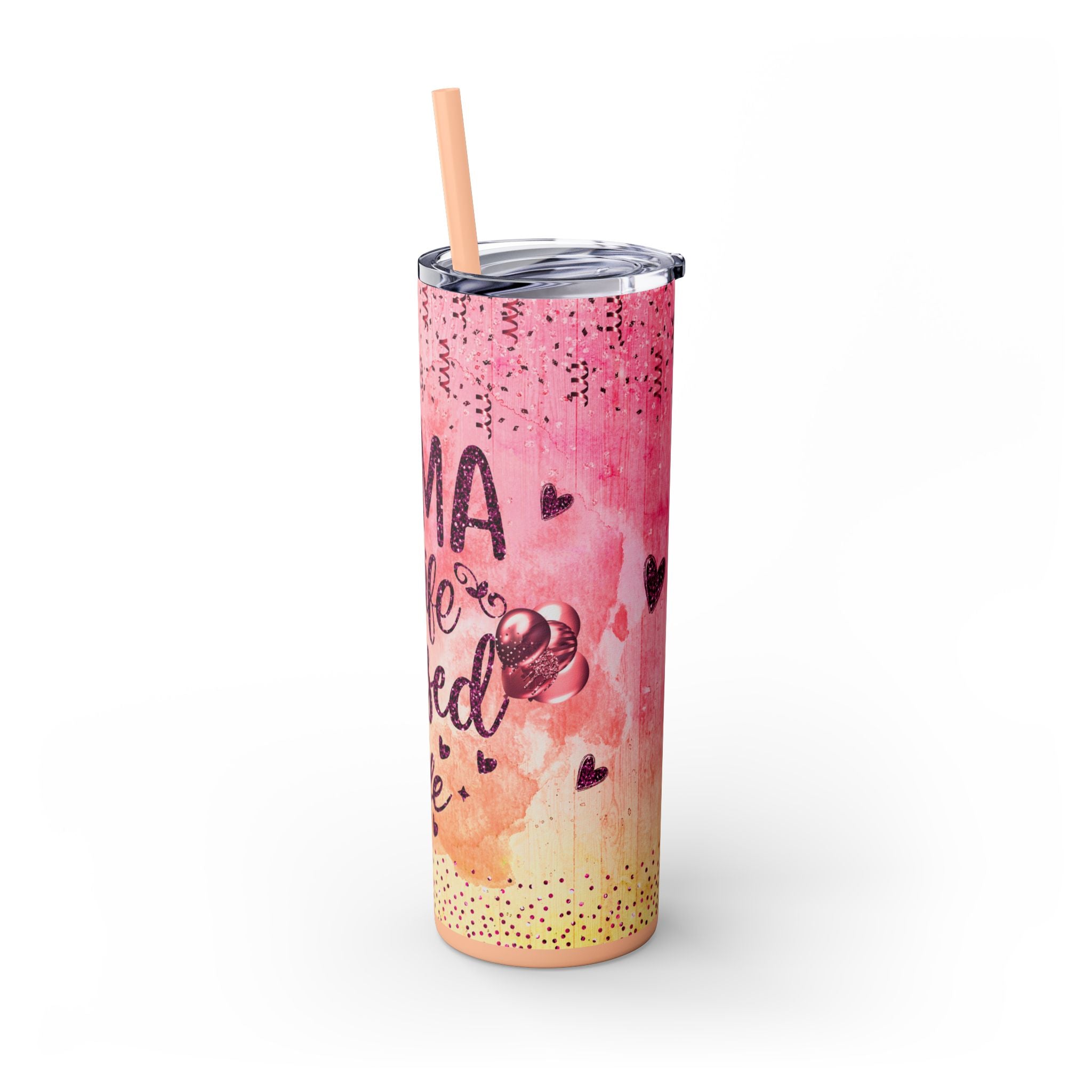 Tumbler Mug - Mama Valentine Skinny Tumbler with Straw, 20oz