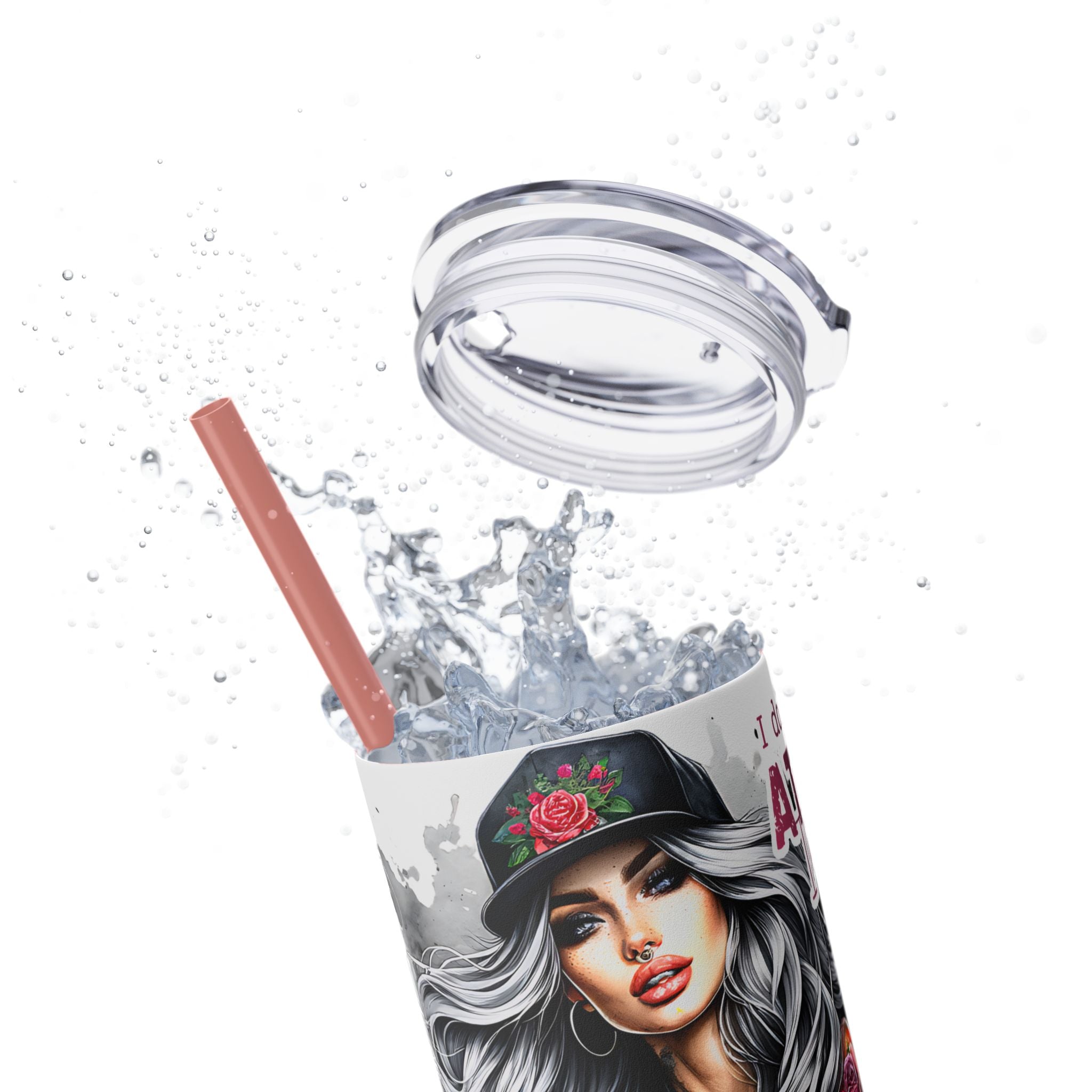 Tumbler Wrap, Badass Funny Design, 20oz Skinny Tumbler with Straw