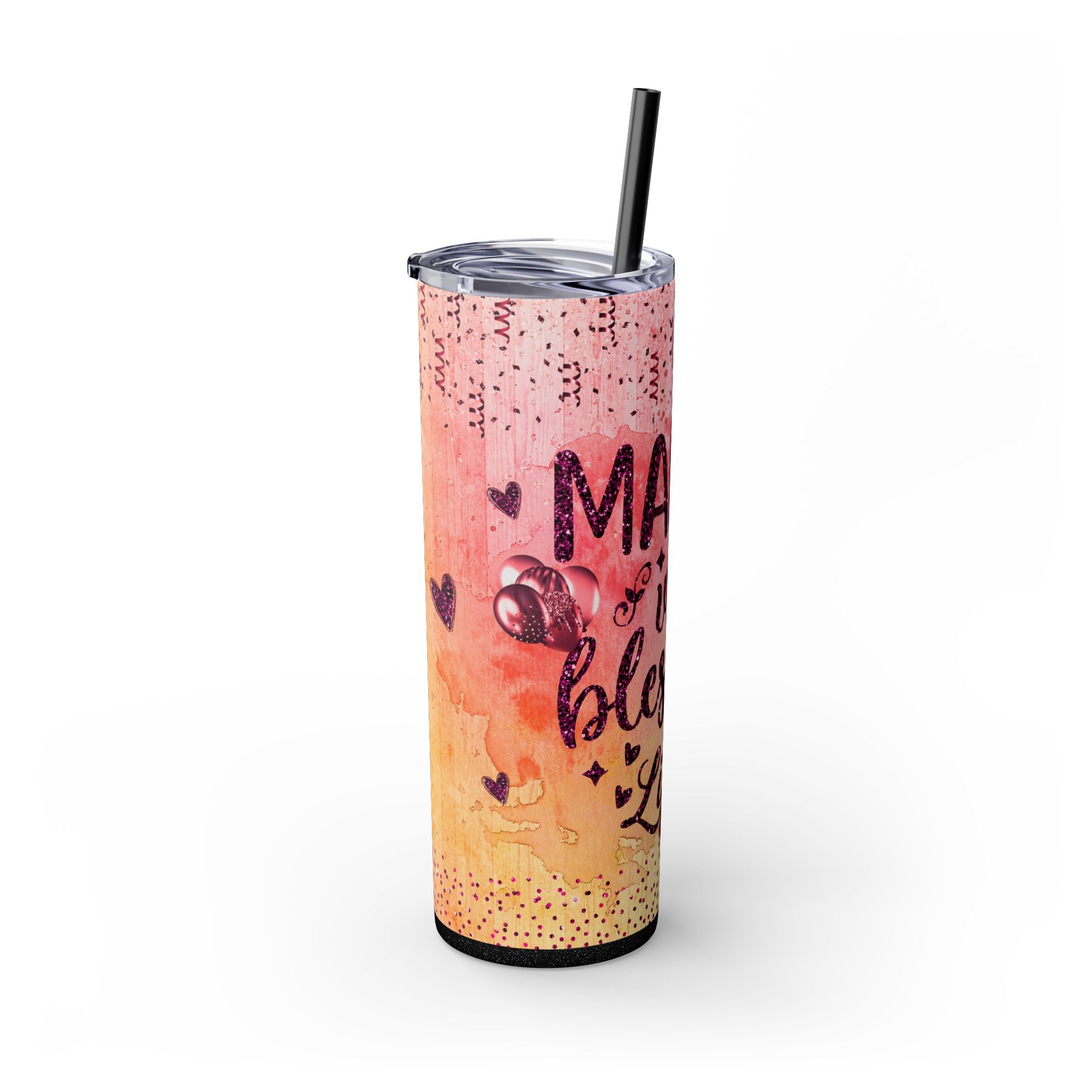 Tumbler Mug - Mama Valentine Skinny Tumbler with Straw, 20oz