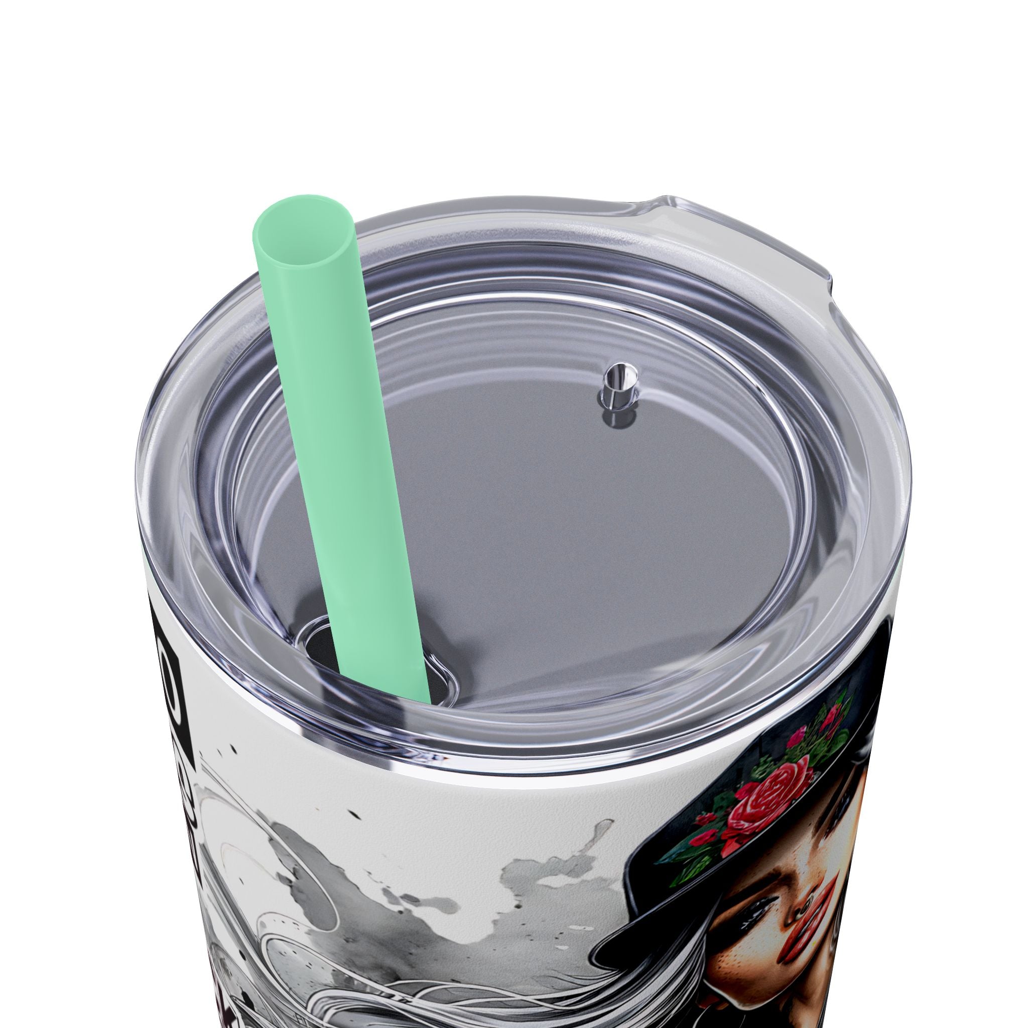 Tumbler Wrap, Badass Funny Design, 20oz Skinny Tumbler with Straw