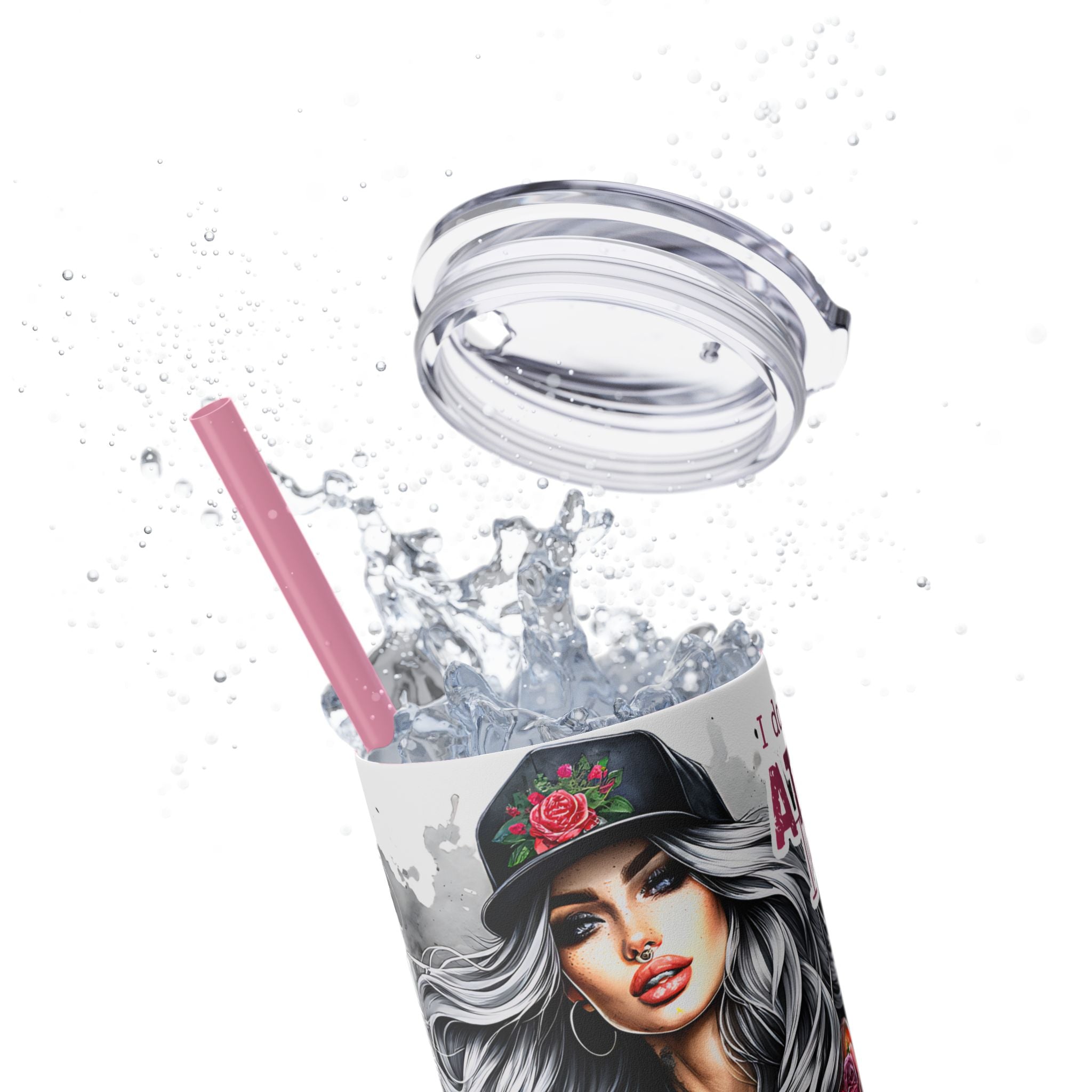 Tumbler Wrap, Badass Funny Design, 20oz Skinny Tumbler with Straw
