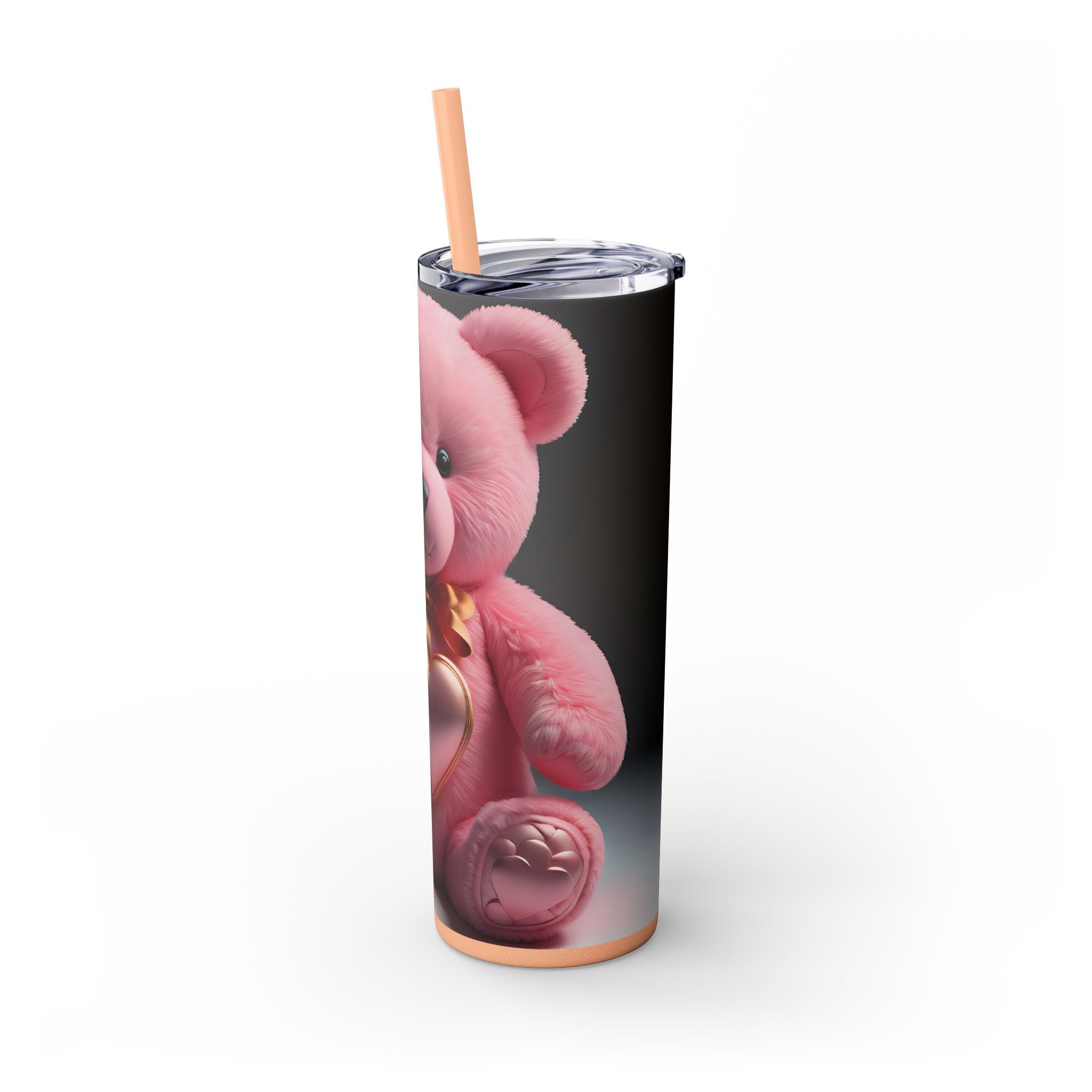 Tumbler with Straw - Valentine's Day Teddy Bears Design