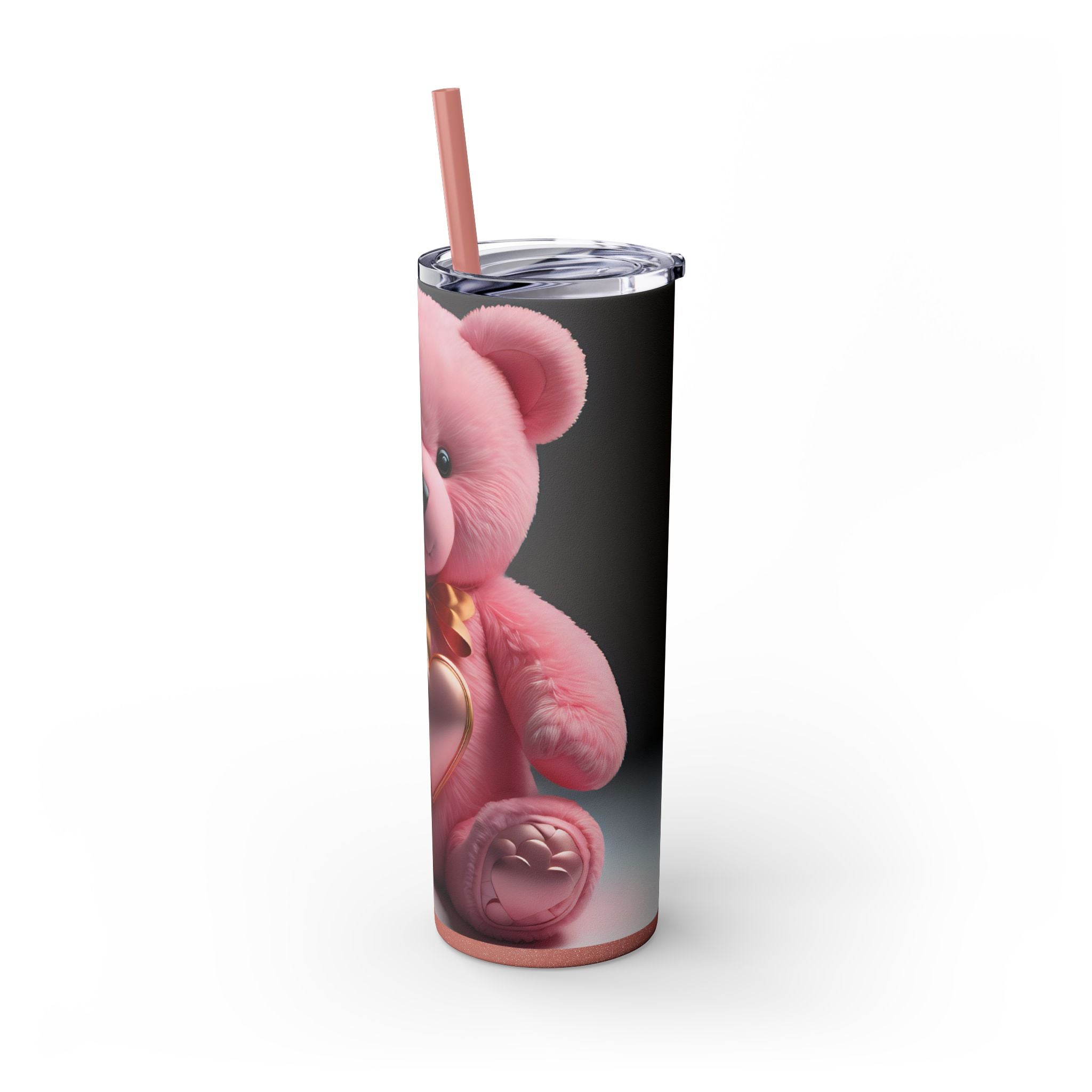 Tumbler with Straw - Valentine's Day Teddy Bears Design