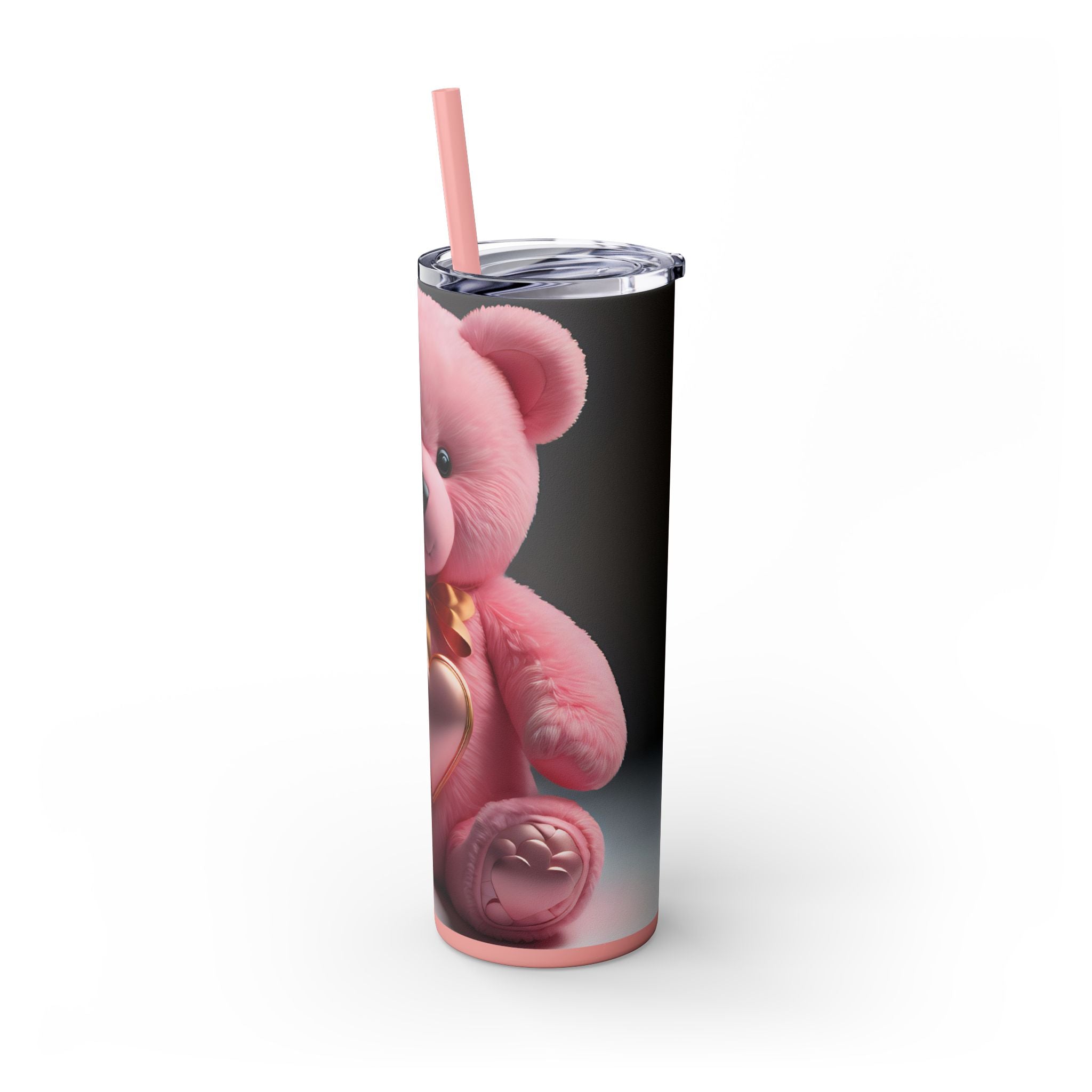 Tumbler with Straw - Valentine's Day Teddy Bears Design