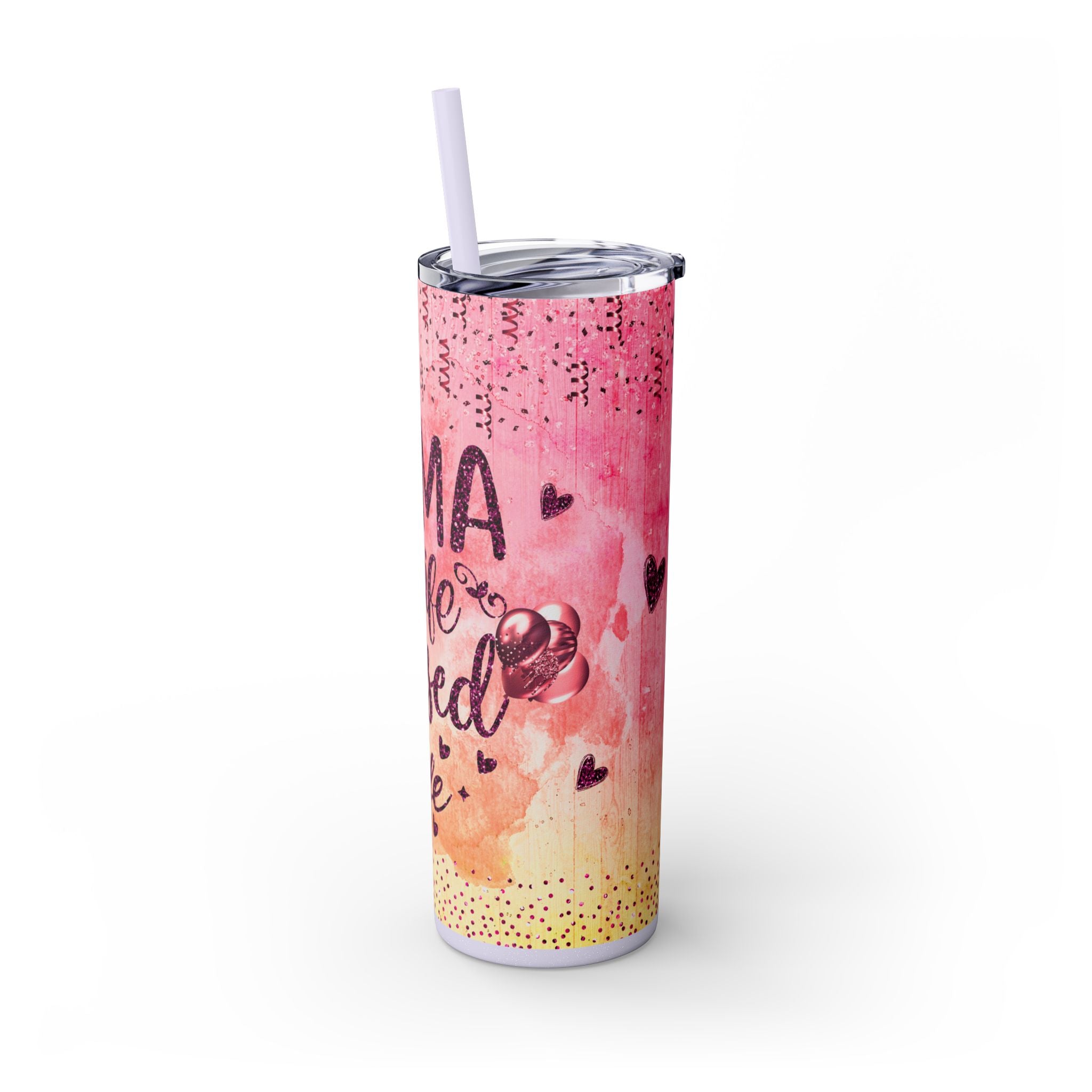 Tumbler Mug - Mama Valentine Skinny Tumbler with Straw, 20oz