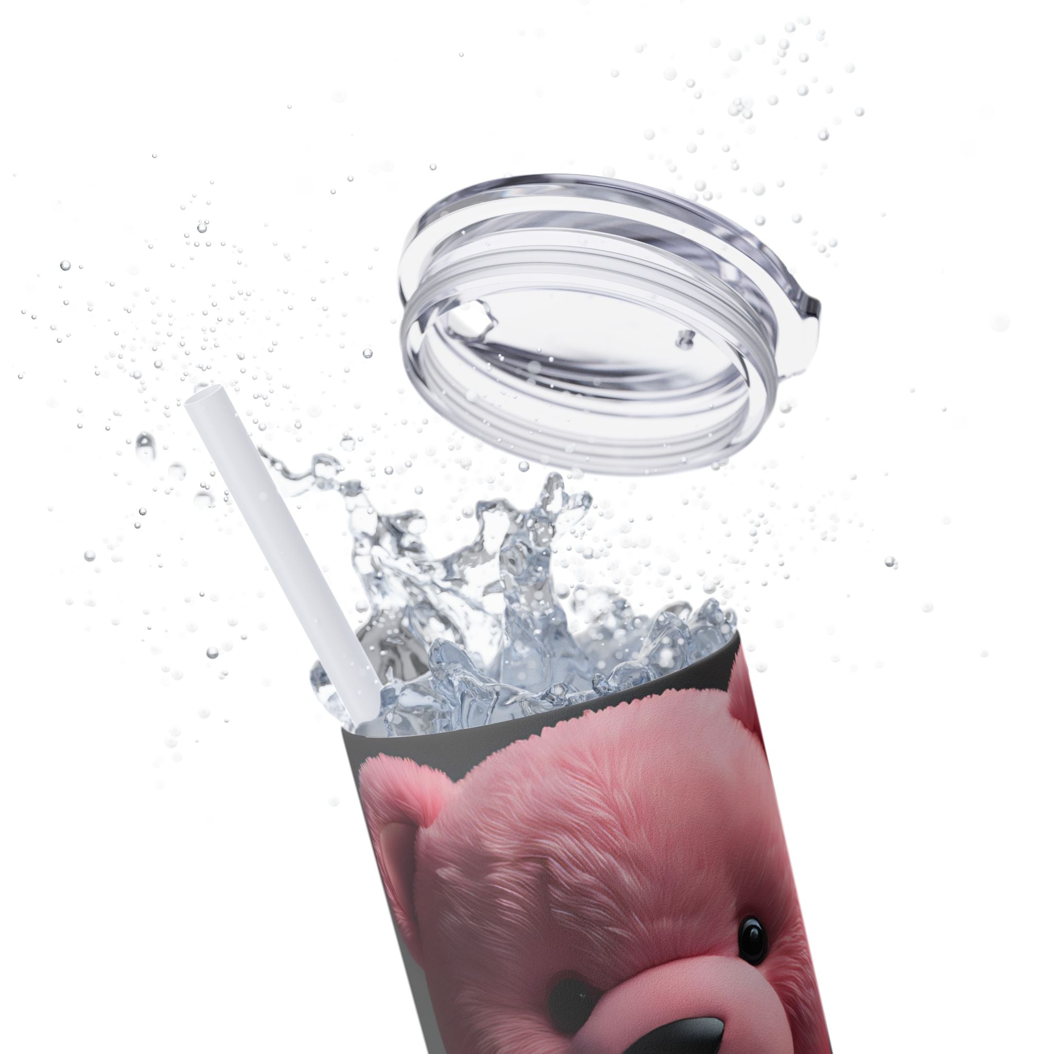 Tumbler with Straw - Valentine's Day Teddy Bears Design