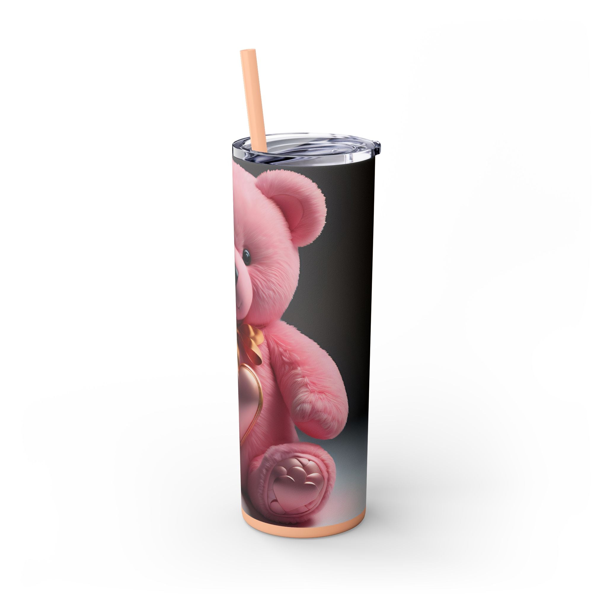 Tumbler with Straw - Valentine's Day Teddy Bears Design