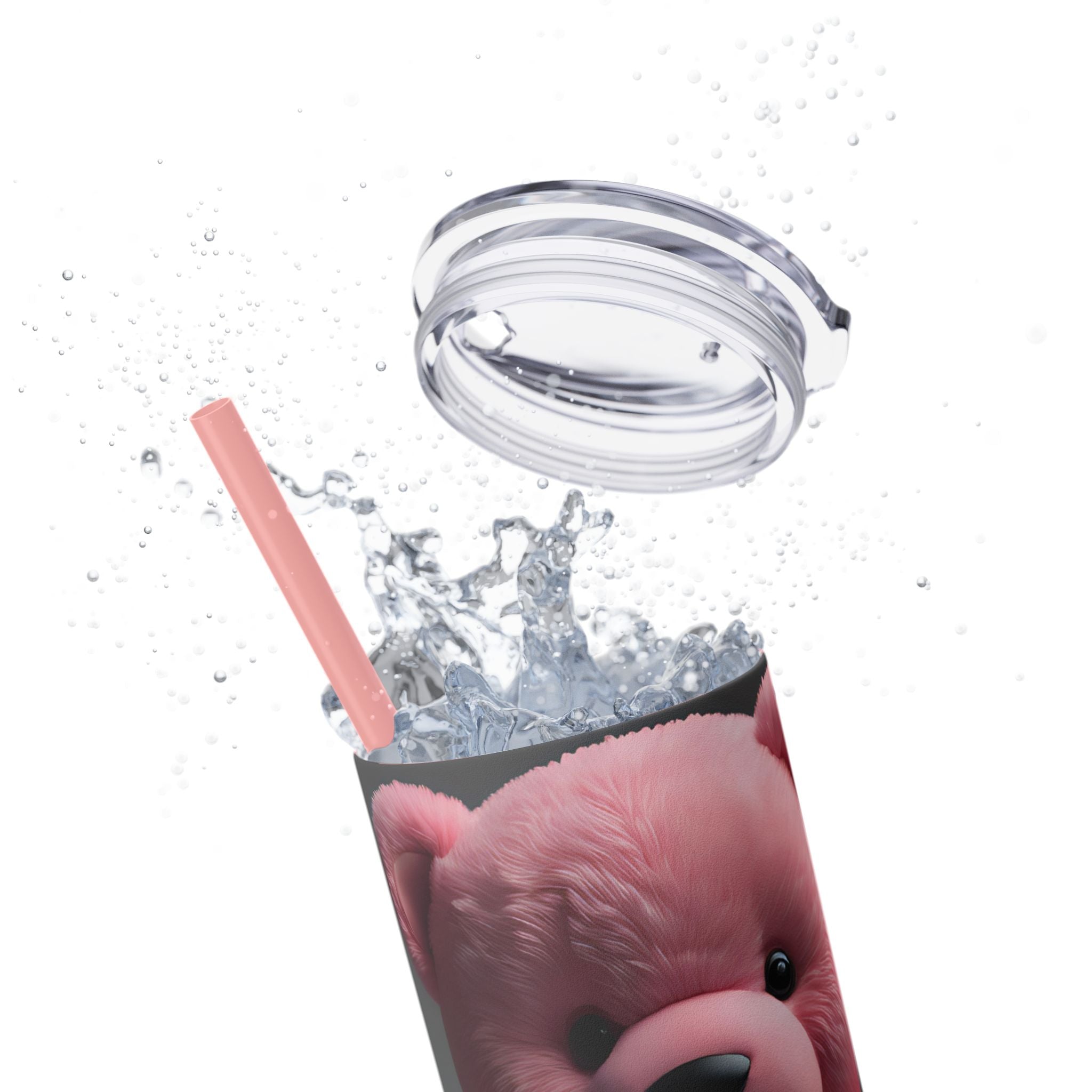 Tumbler with Straw - Valentine's Day Teddy Bears Design
