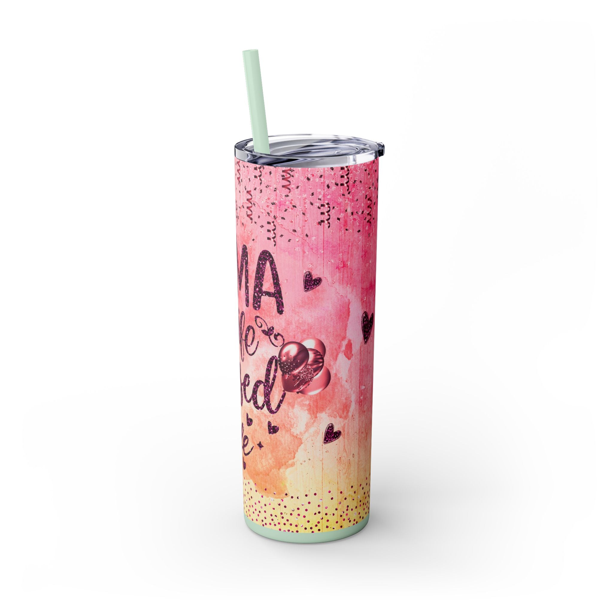 Tumbler Mug - Mama Valentine Skinny Tumbler with Straw, 20oz