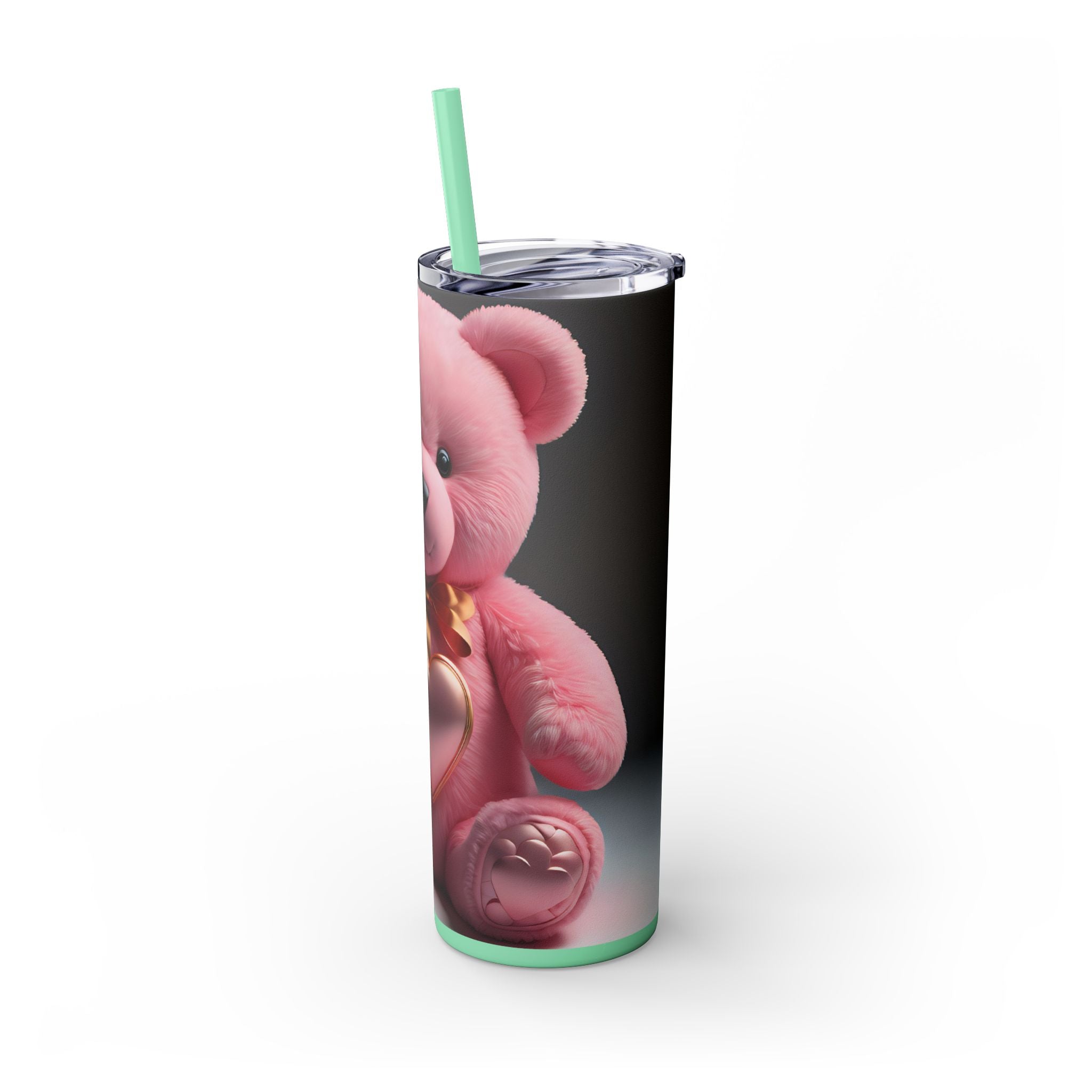 Tumbler with Straw - Valentine's Day Teddy Bears Design