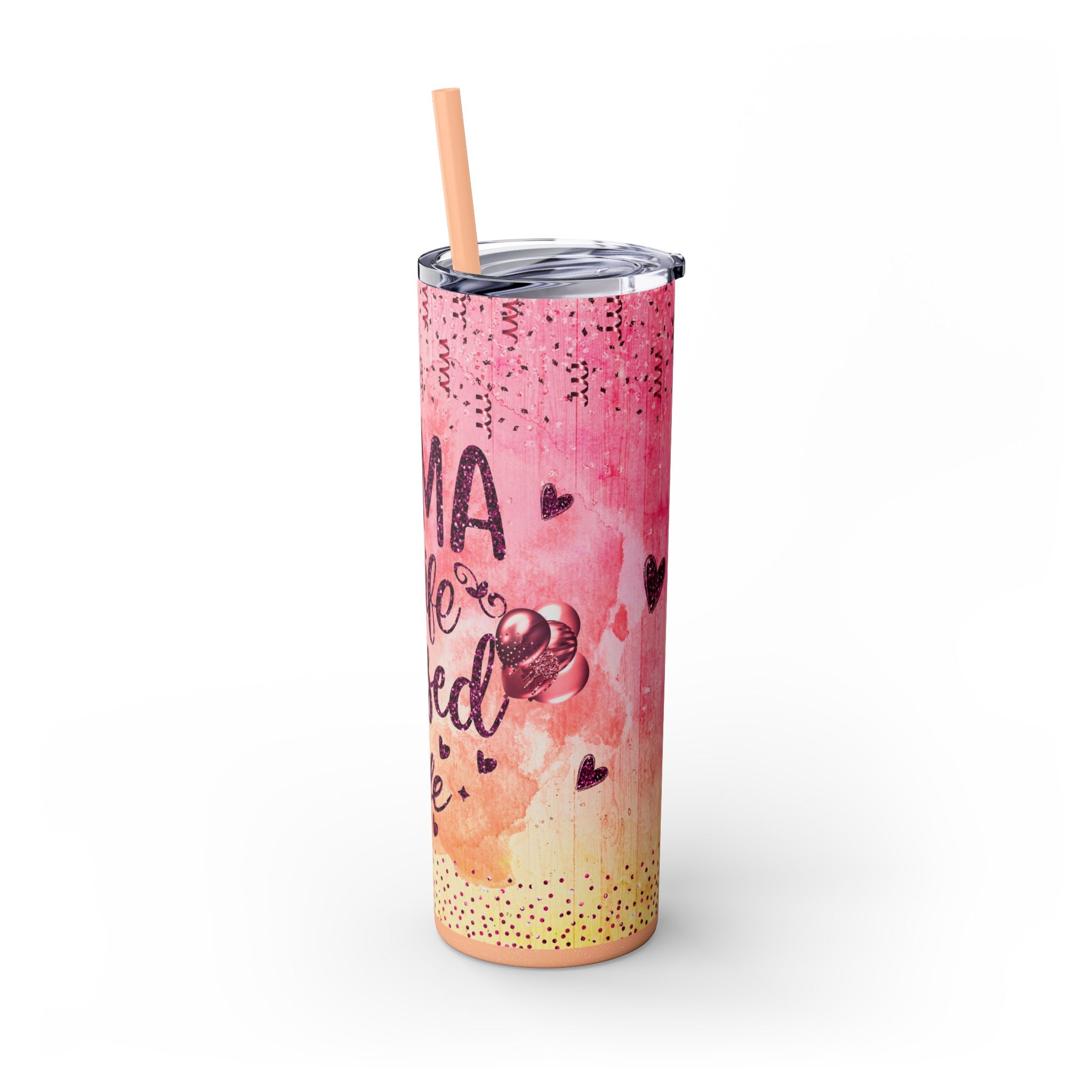 Tumbler Mug - Mama Valentine Skinny Tumbler with Straw, 20oz