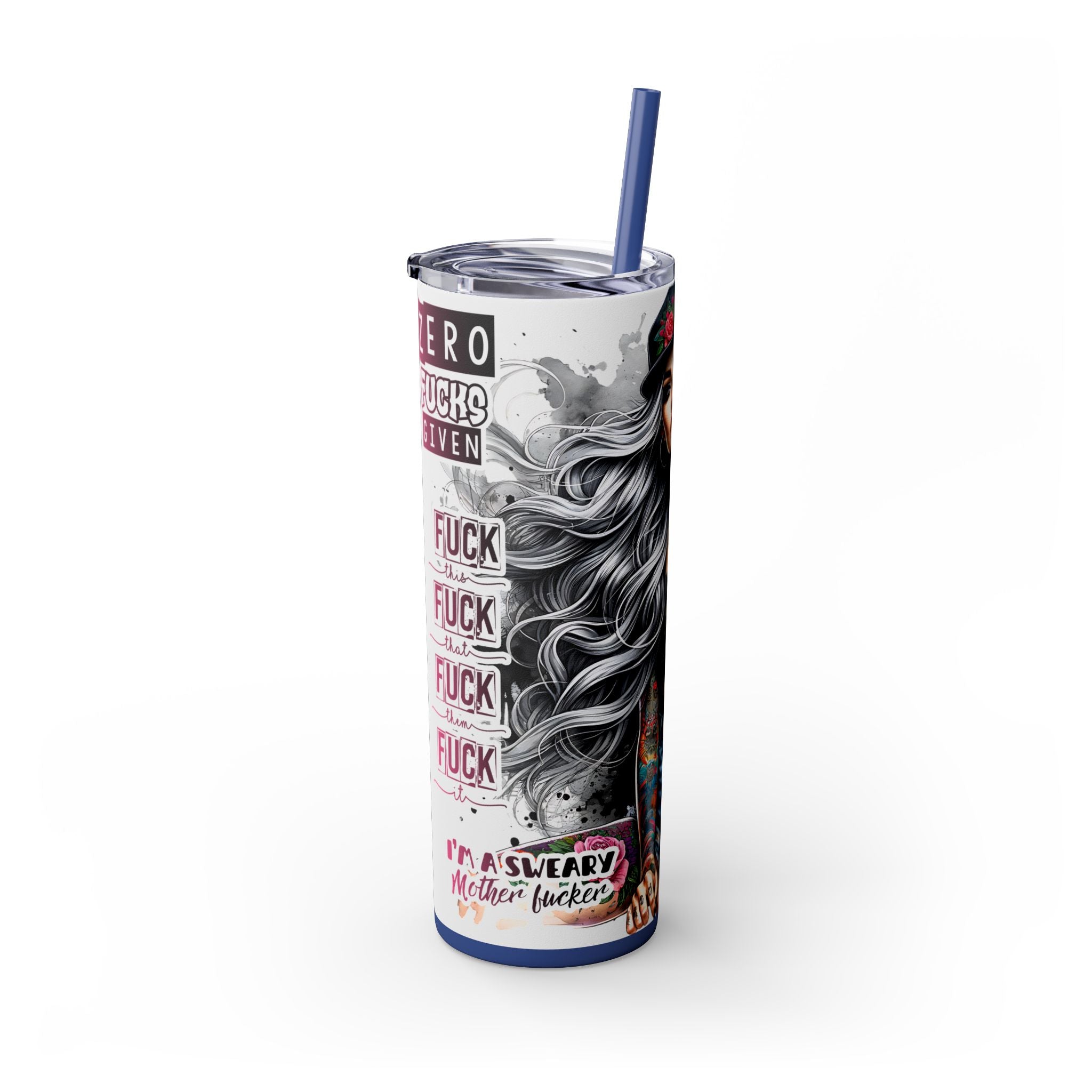 Tumbler Wrap, Badass Funny Design, 20oz Skinny Tumbler with Straw