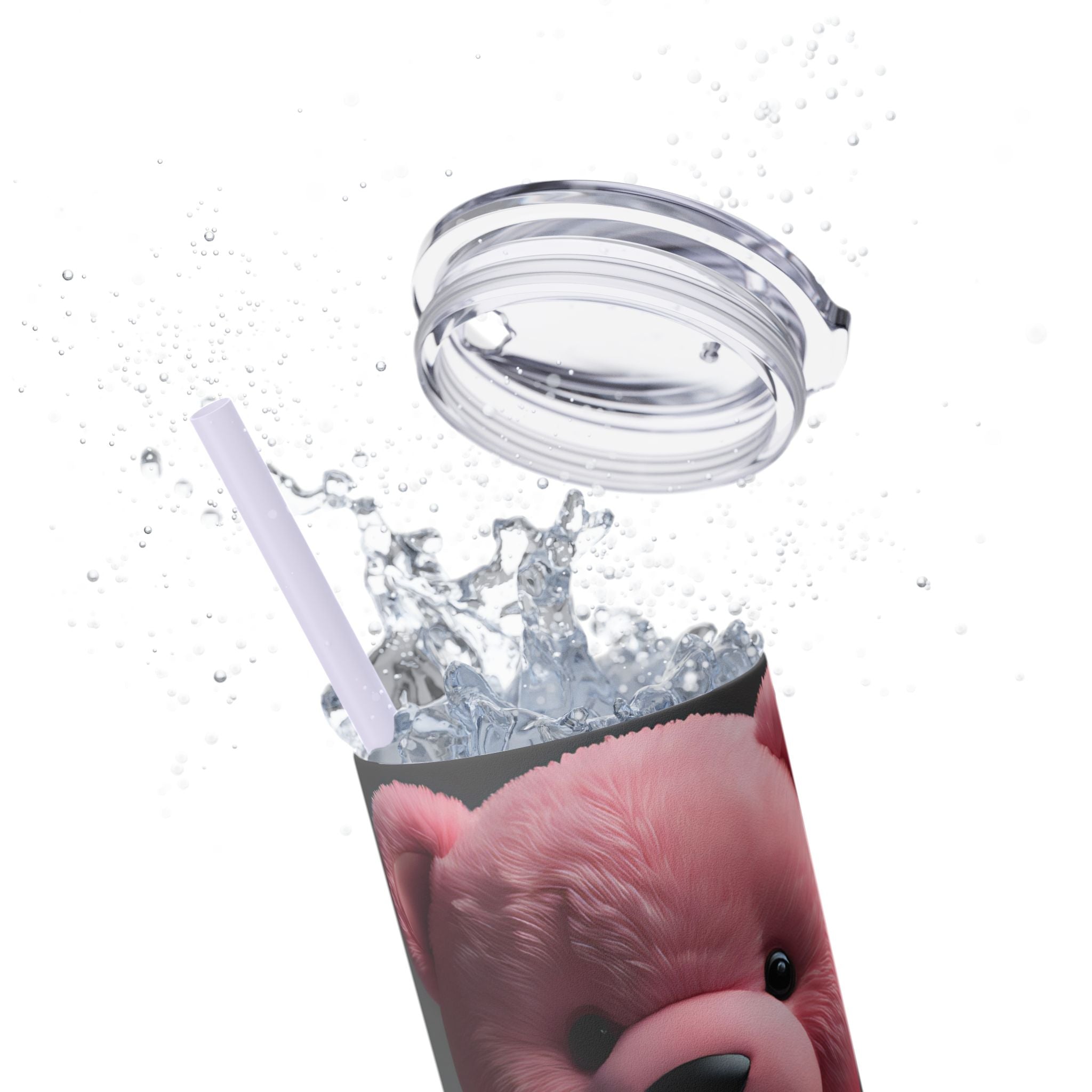 Tumbler with Straw - Valentine's Day Teddy Bears Design
