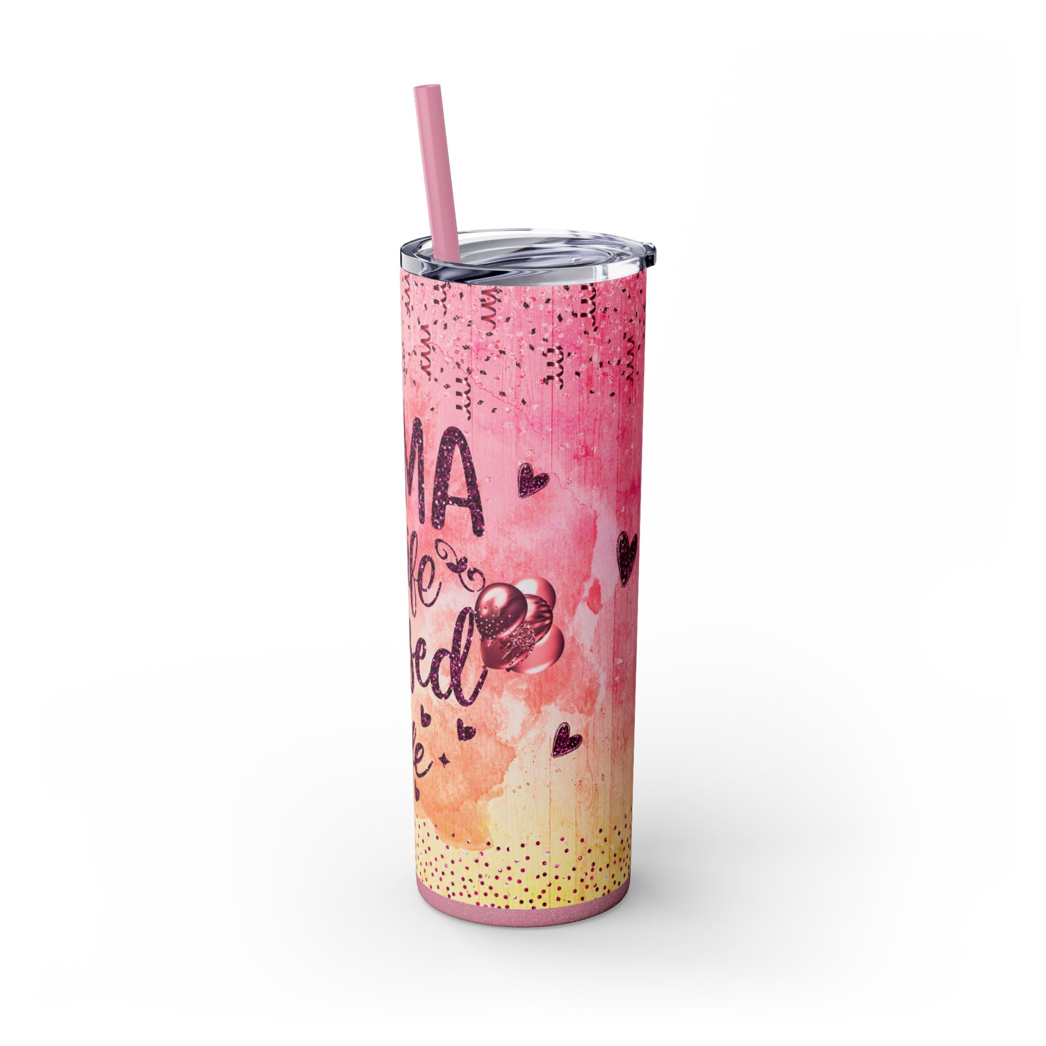Tumbler Mug - Mama Valentine Skinny Tumbler with Straw, 20oz