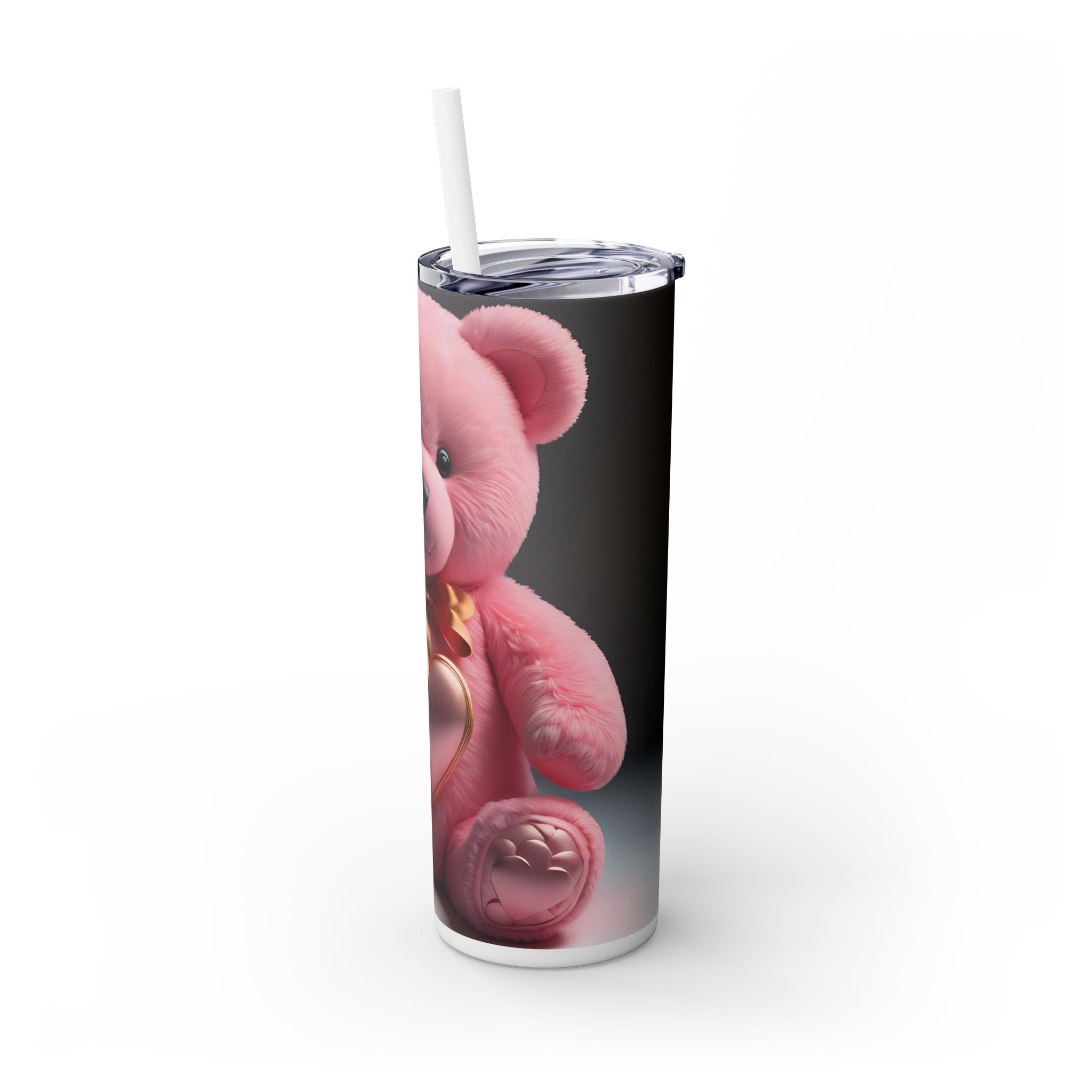 Tumbler with Straw - Valentine's Day Teddy Bears Design