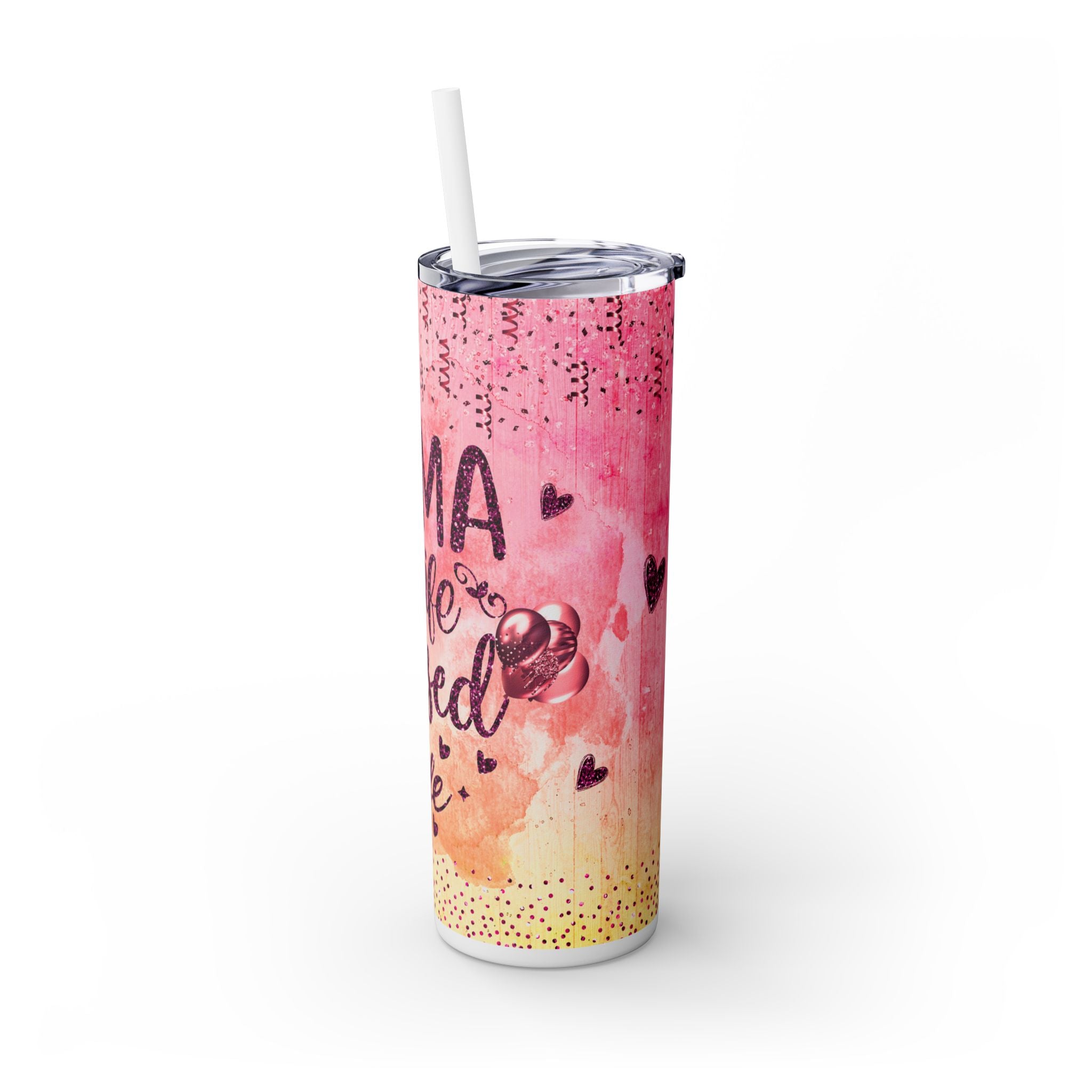 Tumbler Mug - Mama Valentine Skinny Tumbler with Straw, 20oz