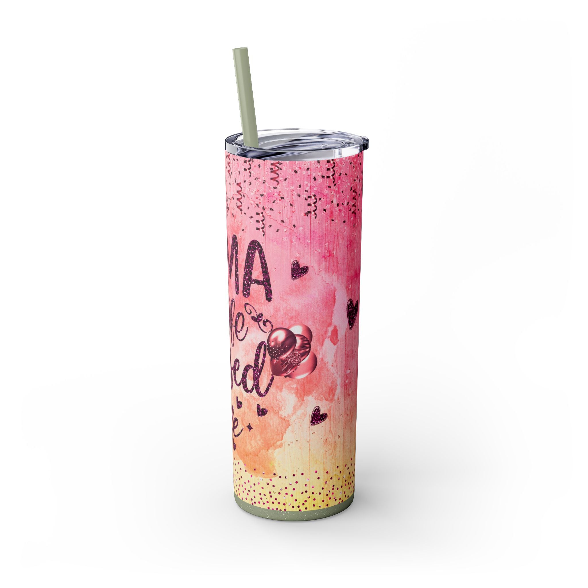 Tumbler Mug - Mama Valentine Skinny Tumbler with Straw, 20oz