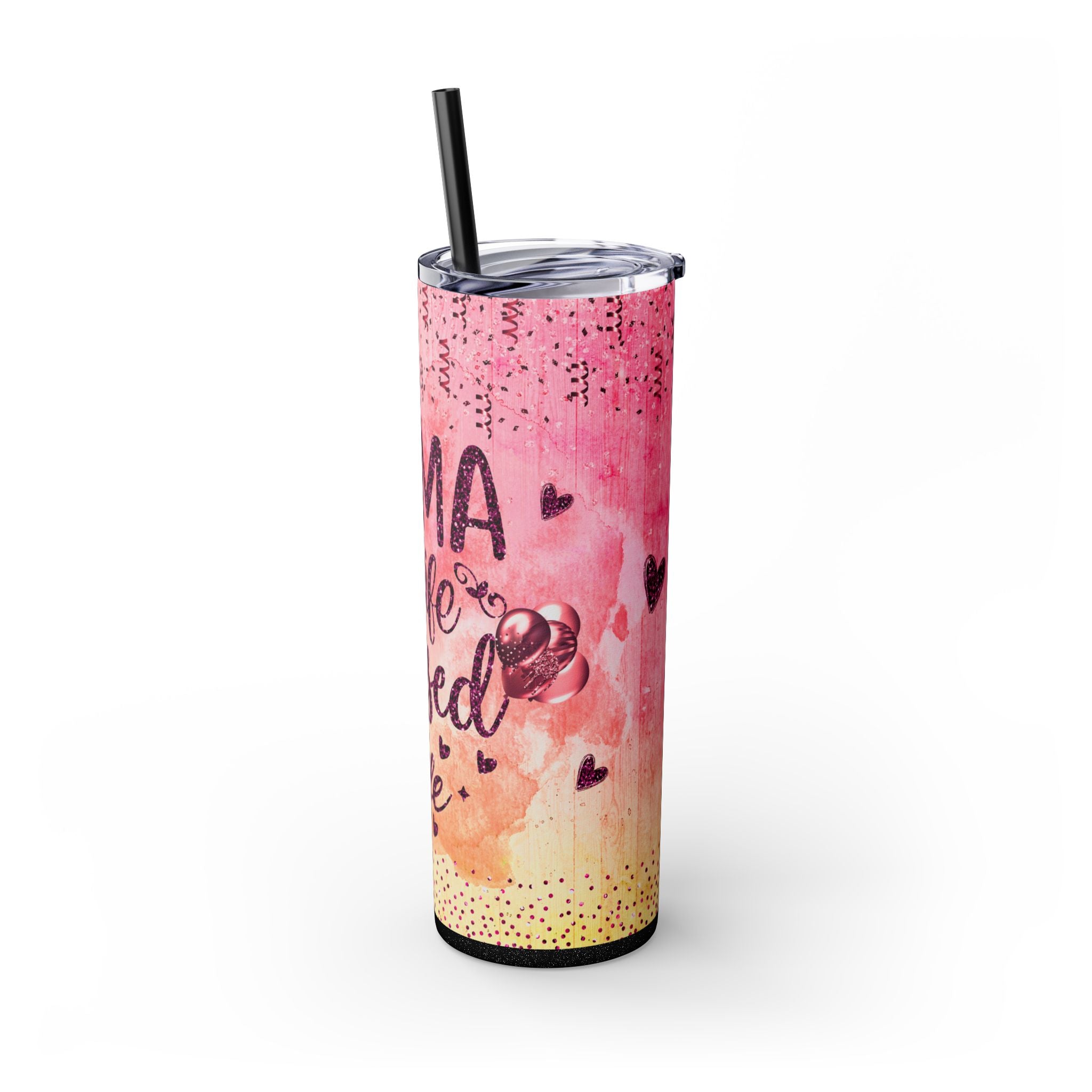 Tumbler Mug - Mama Valentine Skinny Tumbler with Straw, 20oz