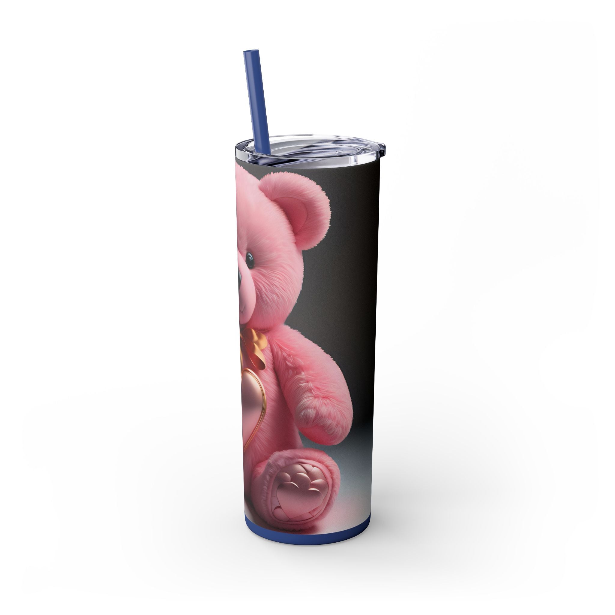 Tumbler with Straw - Valentine's Day Teddy Bears Design