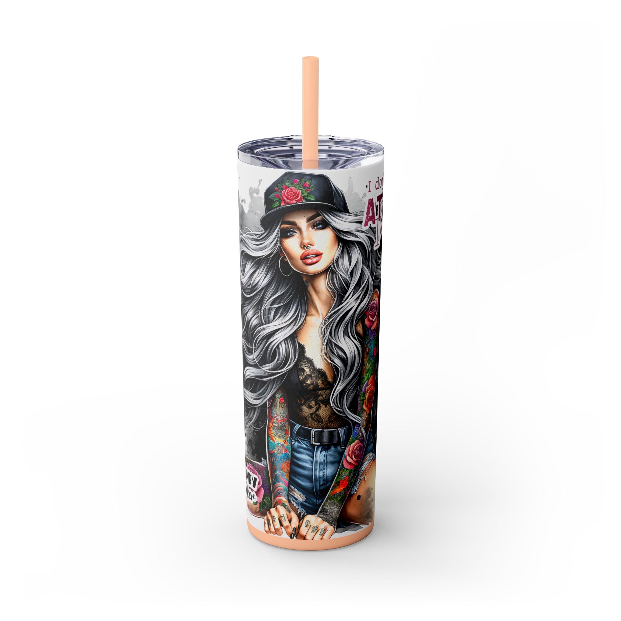Tumbler Wrap, Badass Funny Design, 20oz Skinny Tumbler with Straw