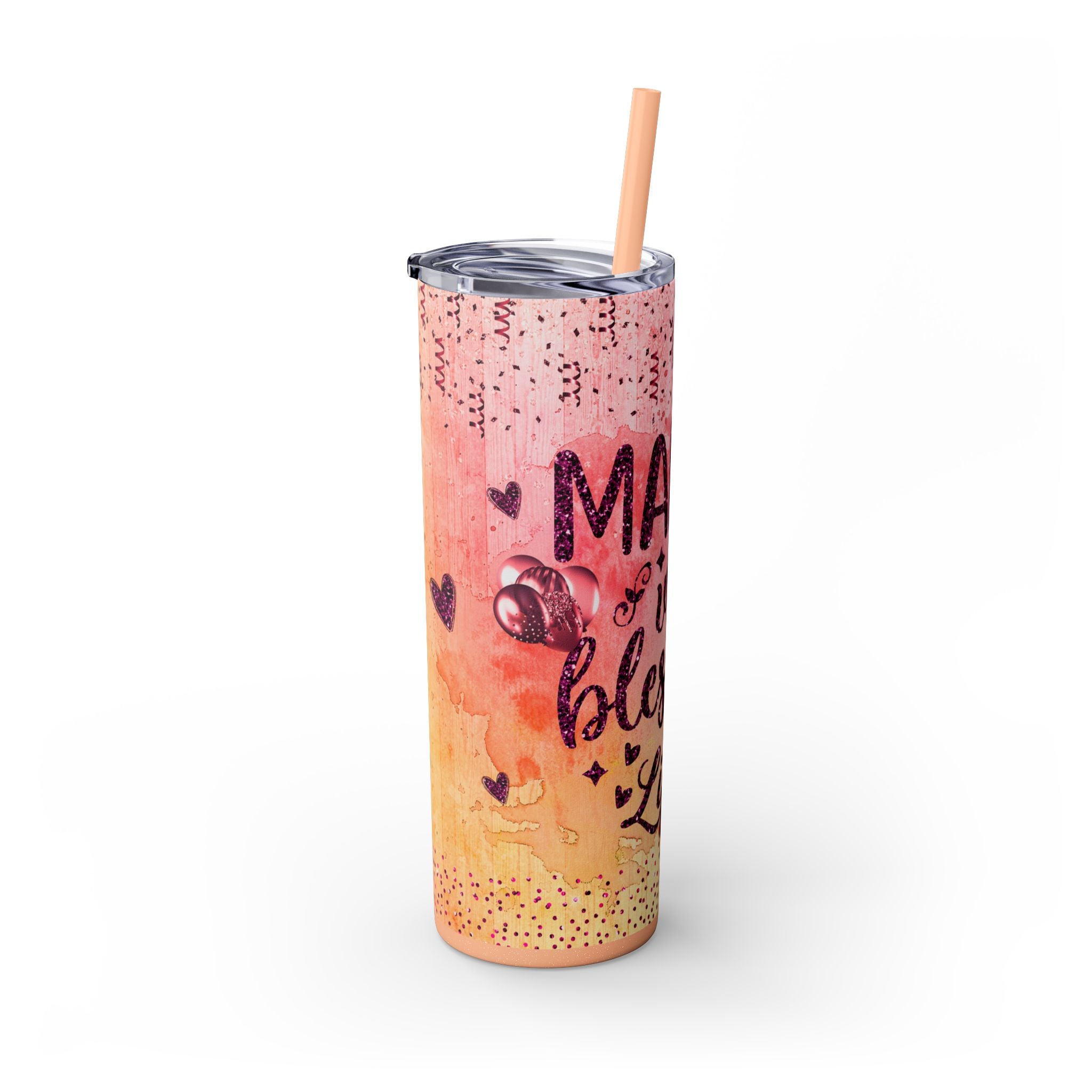 Tumbler Mug - Mama Valentine Skinny Tumbler with Straw, 20oz