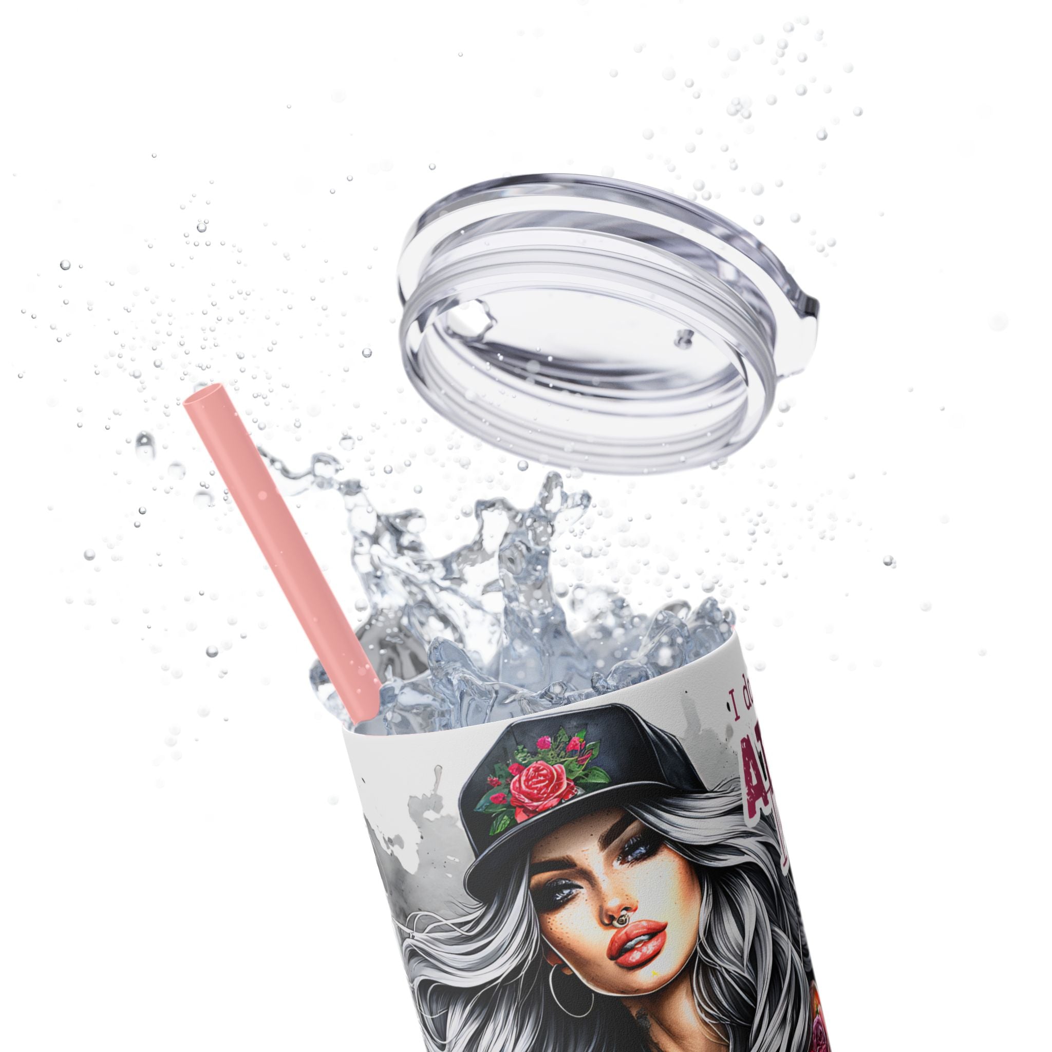 Tumbler Wrap, Badass Funny Design, 20oz Skinny Tumbler with Straw